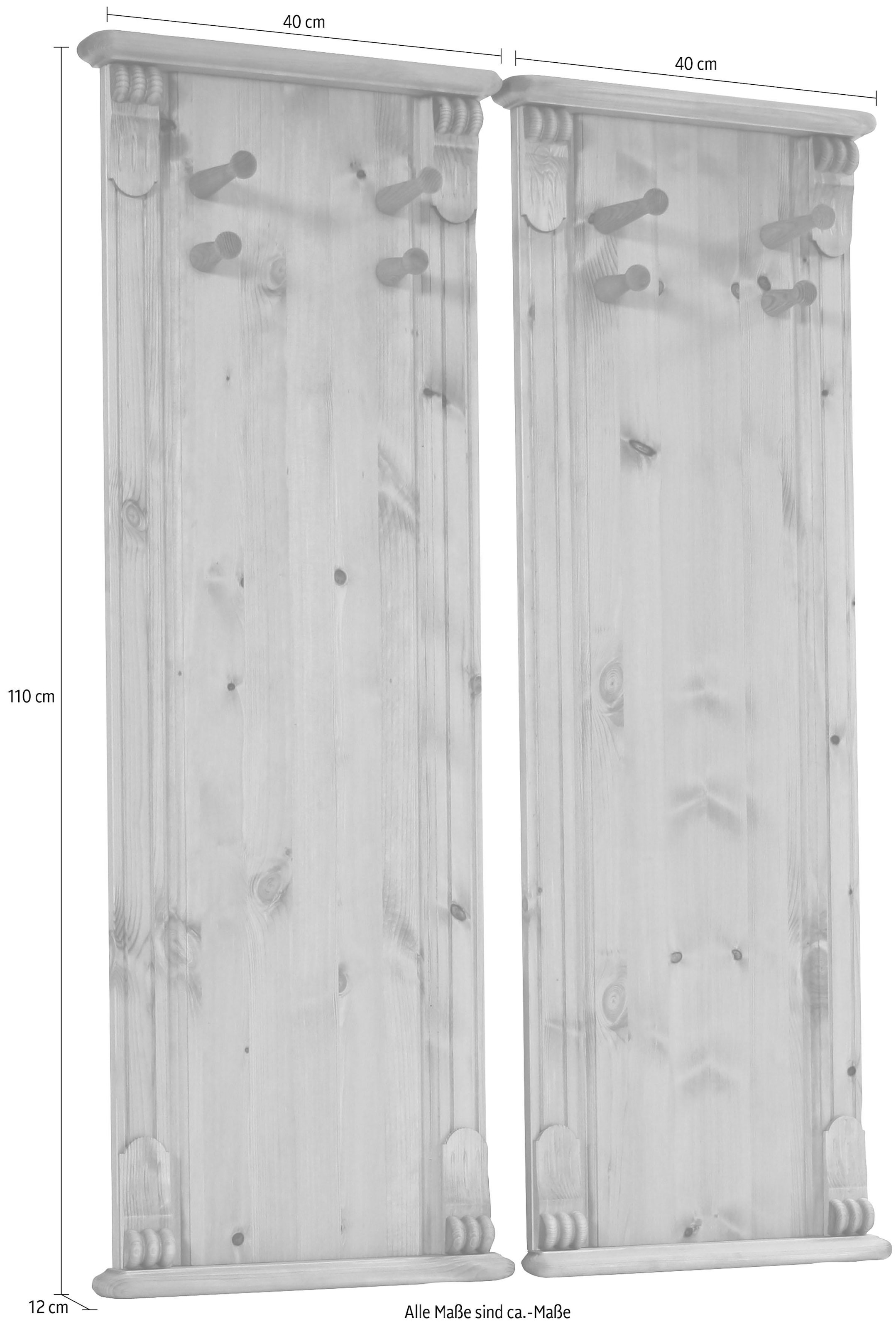 Home affaire Garderobenpaneel »Tessin«, aus massiver Kiefer (2er Set)