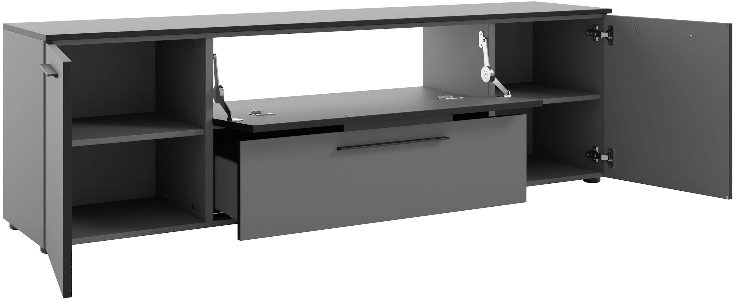 Manjana Möbel Lowboard »Lowboard mit Schwarz matten Metallgriffen«