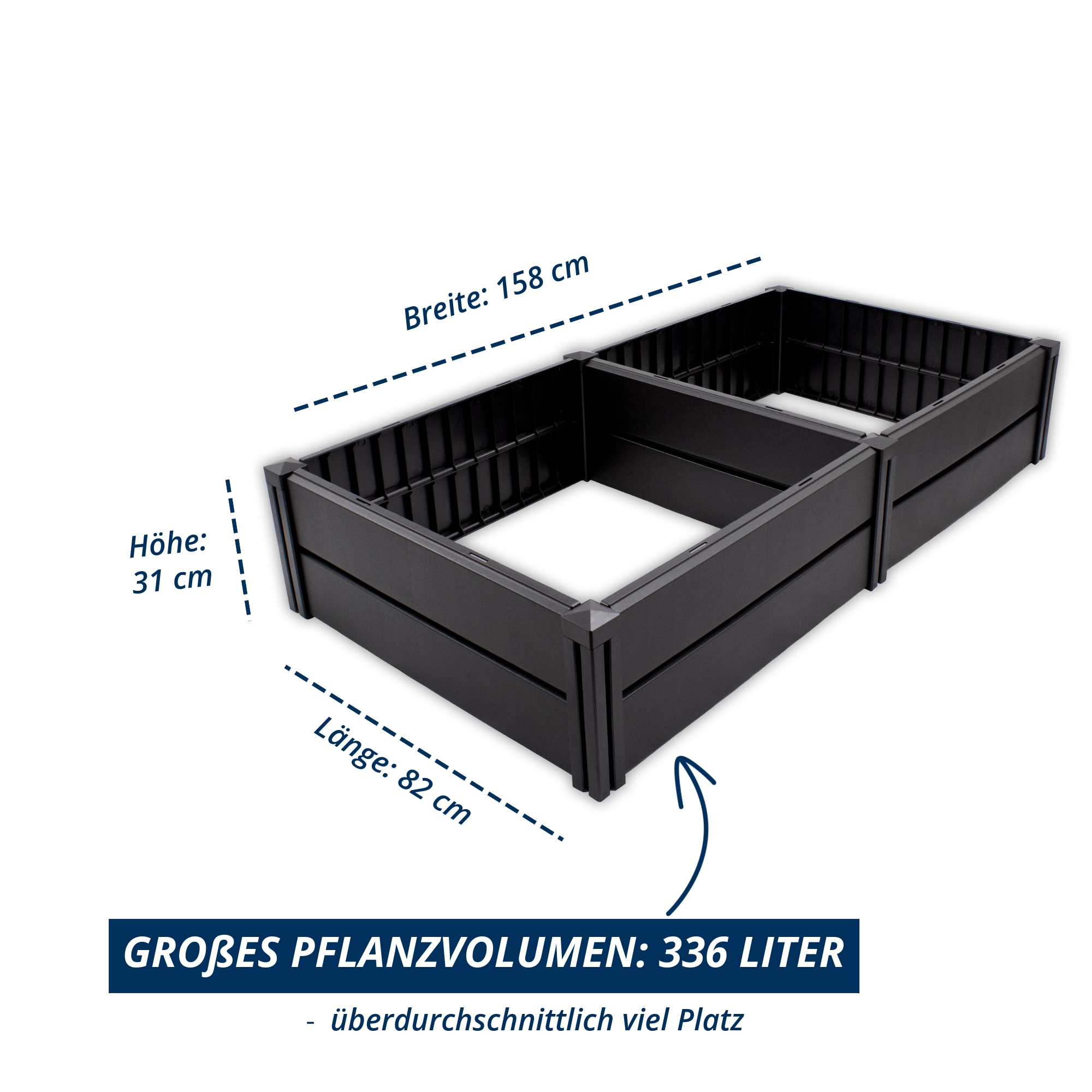 KHW Hochbeet »"Demeter L" aus wetterbeständigem Kunststoff« BxTxH: 158x82x31 cm, 336 Liter