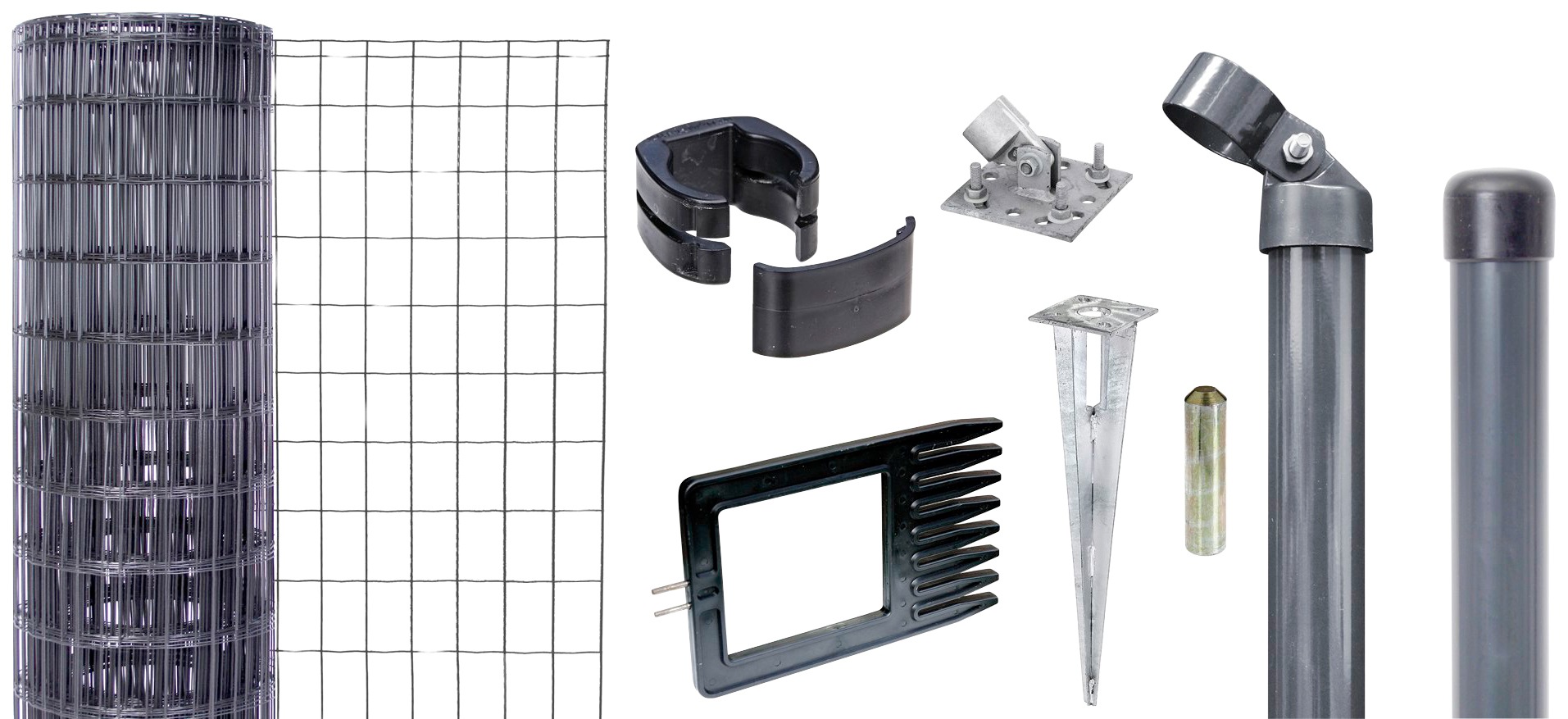 Alberts Schweißgitter »Fix-Clip Pro®«, (Set), 100 cm hoch, 25 m, anthrazit beschichtet, mit Bodenhülsen