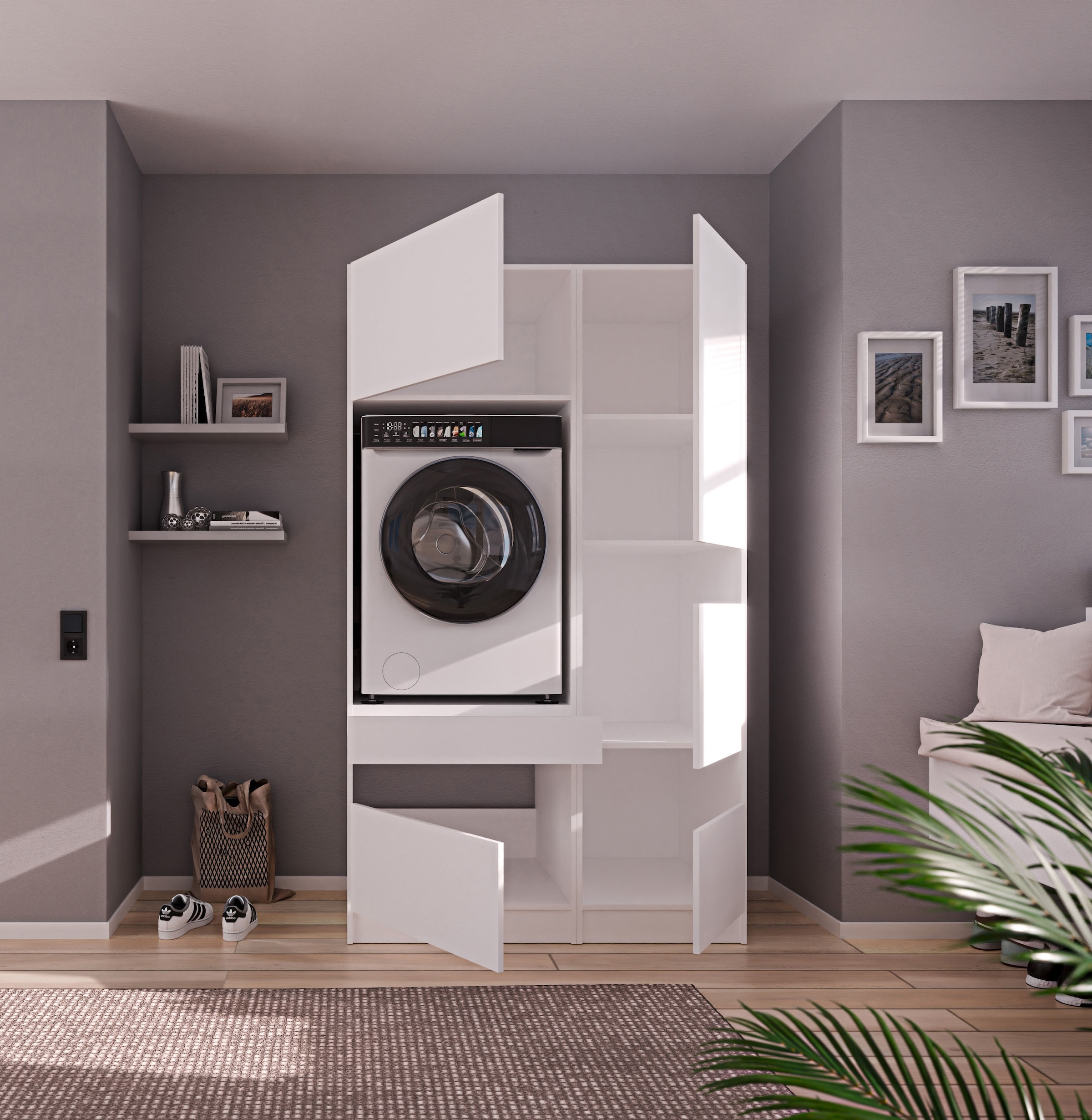 BASIC by Balculina Mehrzweckschrank-Set »Washhome B/T/H 118x68x200 cm« 2 Stk. tlg.