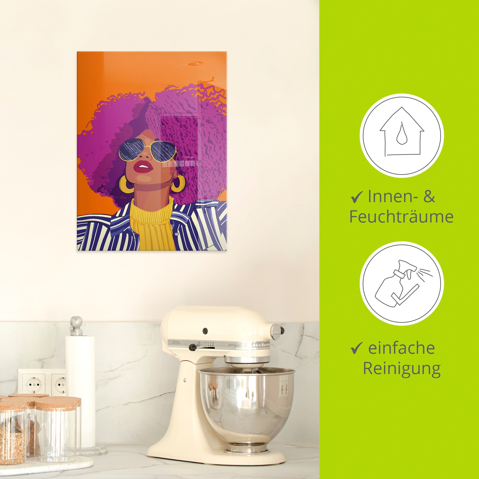 Artland Glasbild »Woman with sunglasses« Portrait 1 Stk. tlg. in verschiedenen Größen