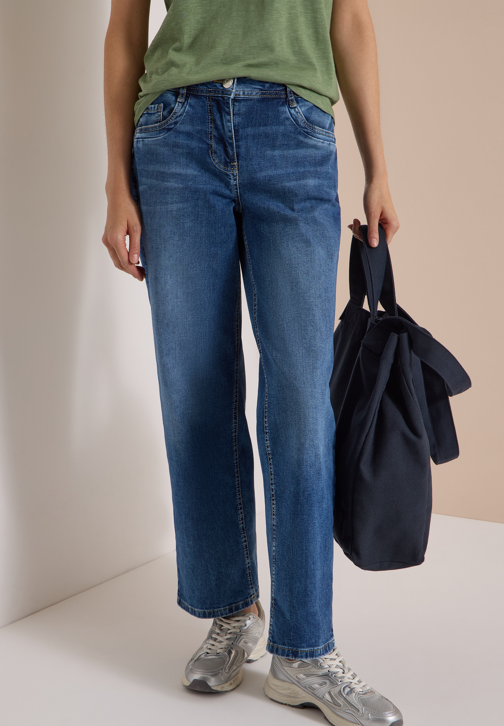 Cecil Weite Jeans »Style Neele« mit Turn-Up im Leo-Look