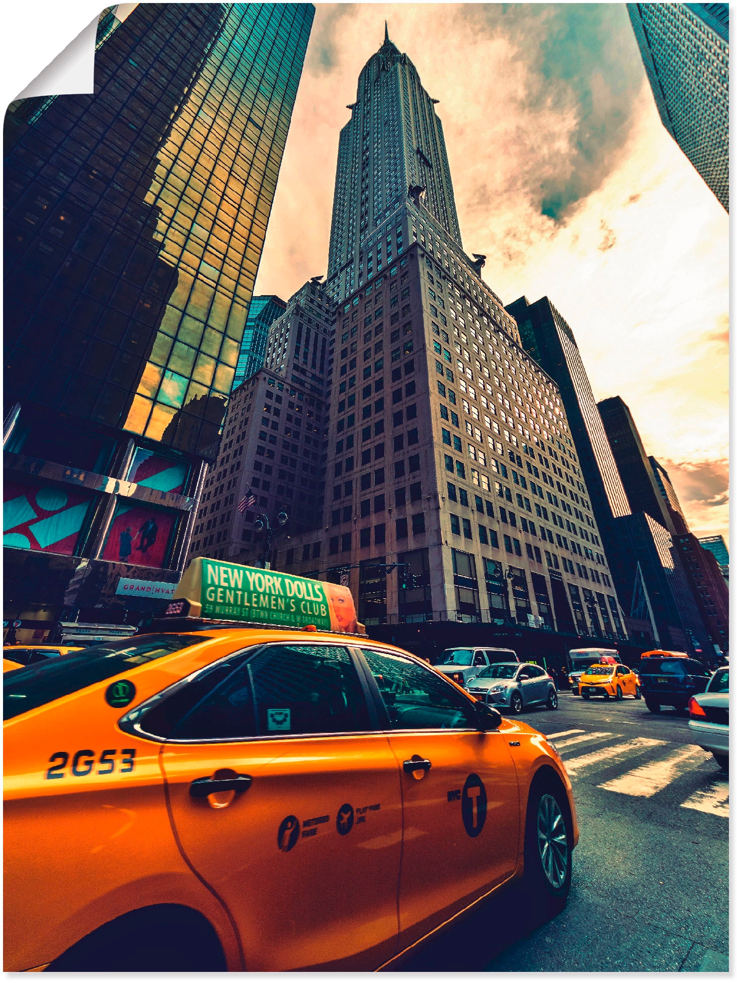 Artland Wandbild »Taxi in New York«, Gebäude, (1 St.), als Leinwandbild, Poster in verschied. Größen