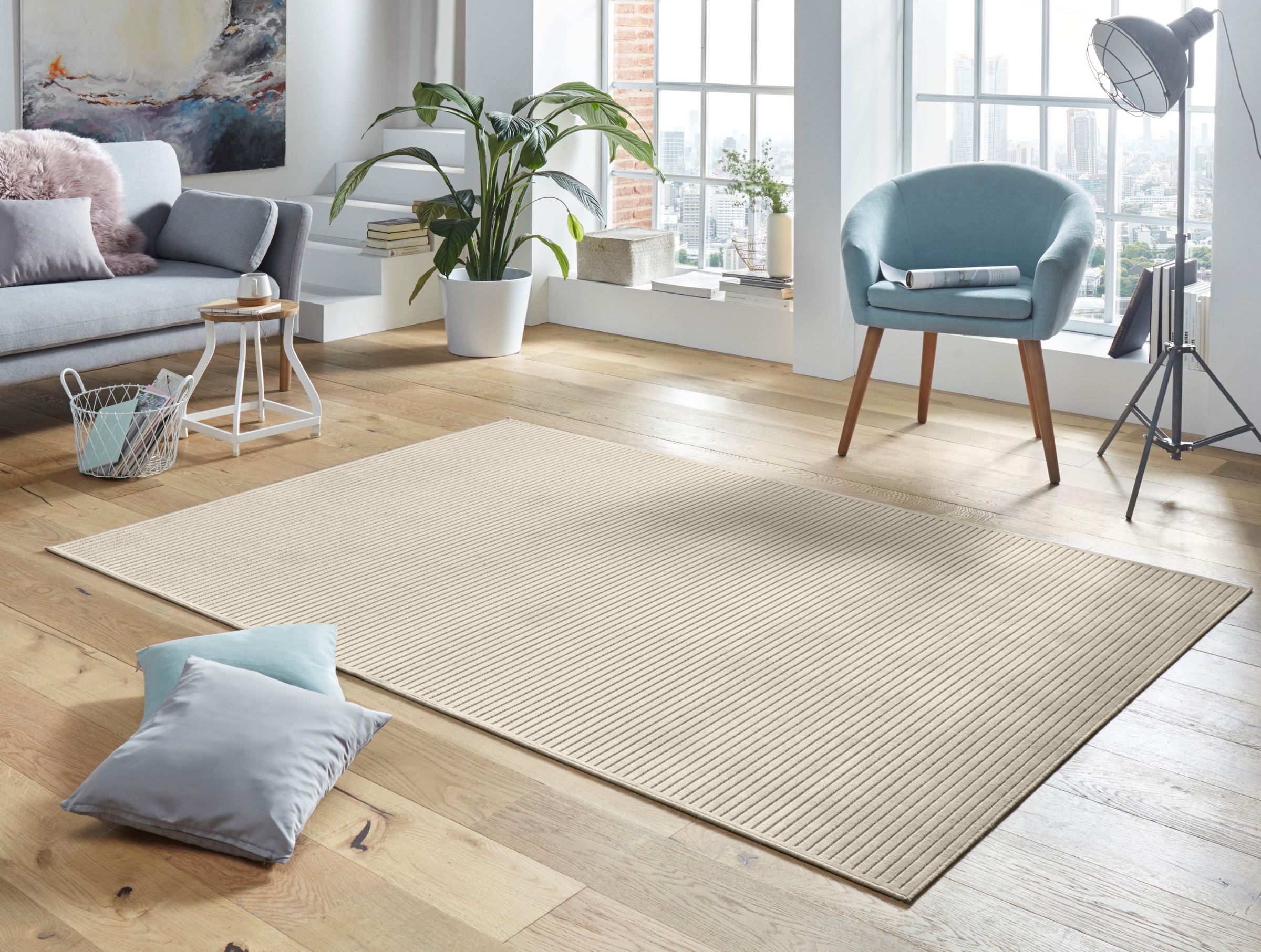 HANSE Home Teppich »Hazel«, rechteckig, 4 mm Höhe, Viskose, Relief Optik, Hoch-Tief Struktur, Robust, Pflegeleicht