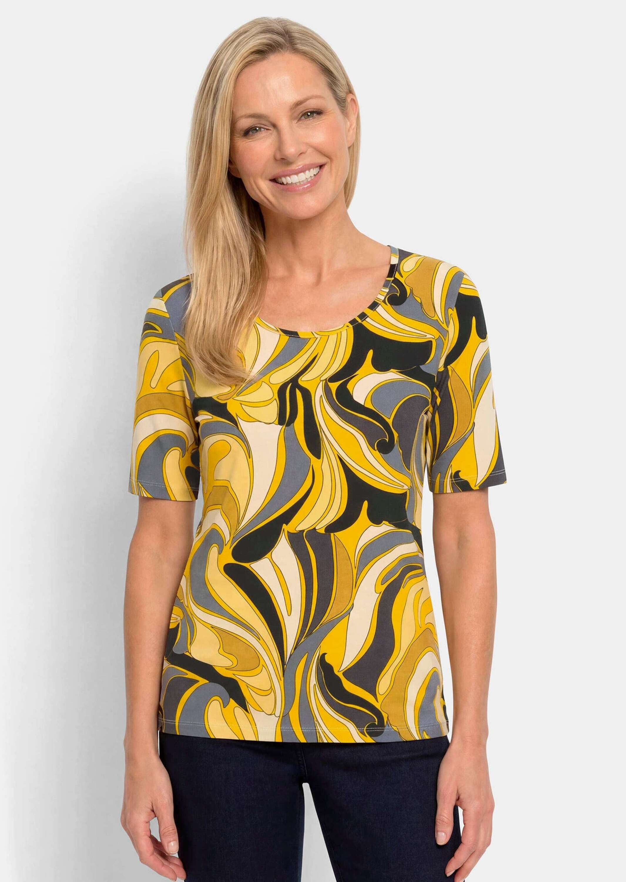 GOLDNER Kurzarmshirt »Shirt mit hübschem Ornament-Muster« stretchbequemer Viskosejersey