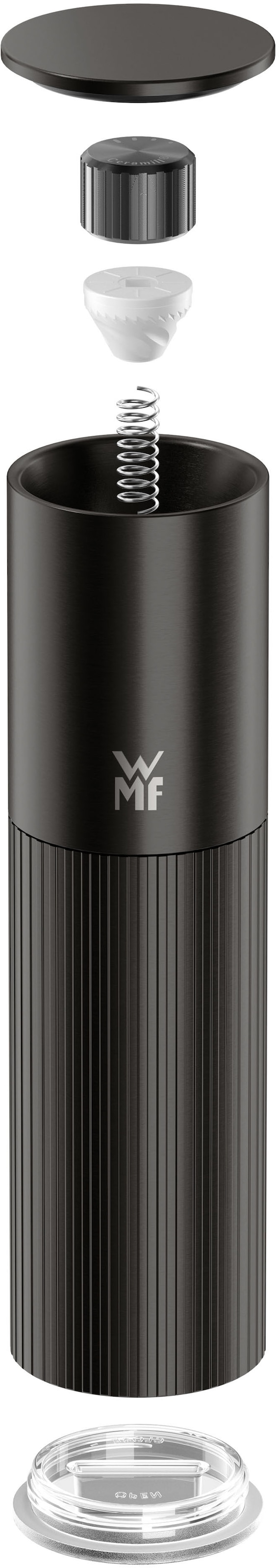 WMF Gewürzmühle »Signature Pro, aus Edelstahl« Keramikmahlwerk, einstellbarer Mahlgrad, magnetischer Deckel