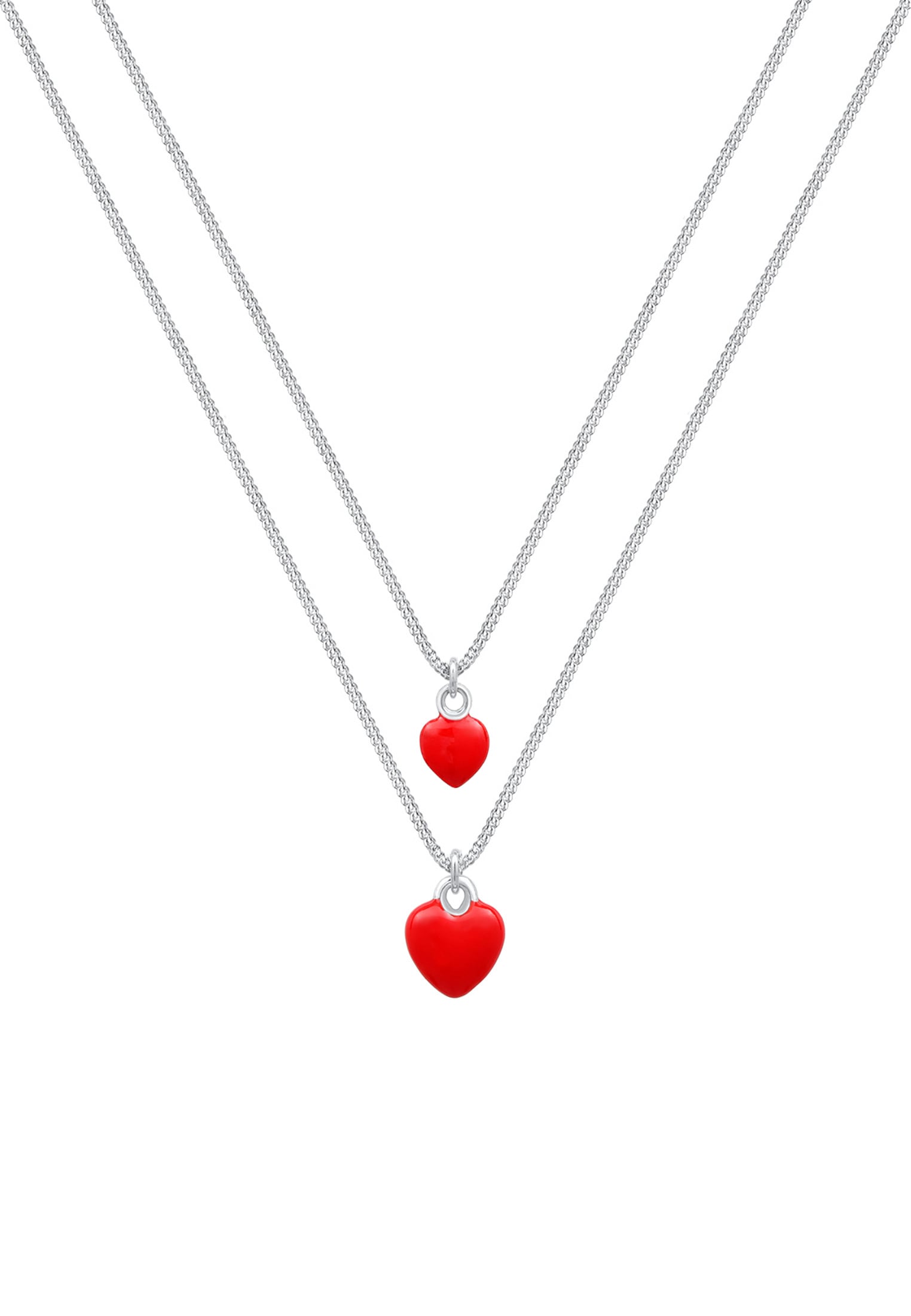 Elli Ketten-Set »Halskette Set Herz Mutter Kind Liebe Emaille 925 Silber«
