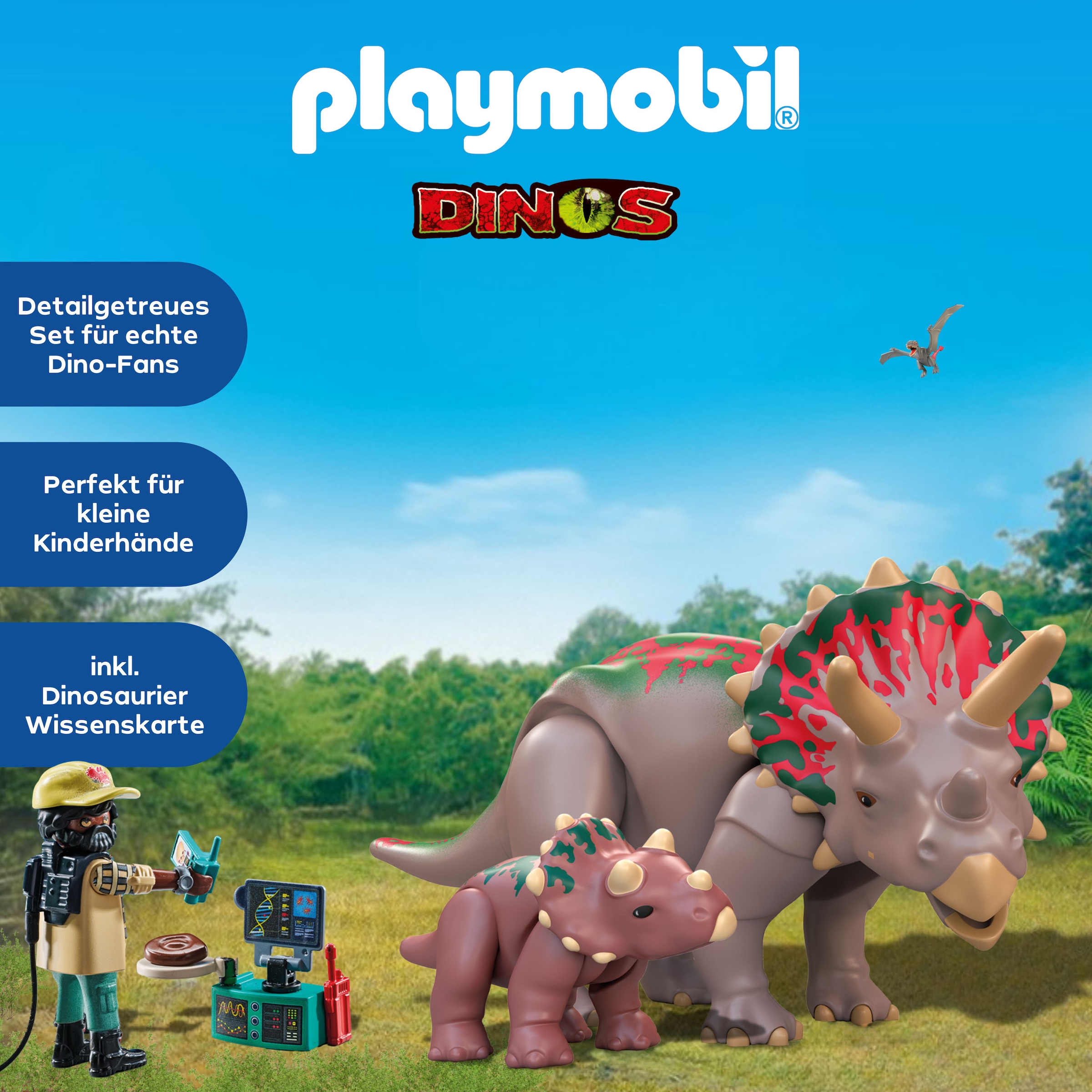 Playmobil® Konstruktions-Spielset »Triceratops mit Jungtier (71821), Playmobil Dinos«, (29 St.)