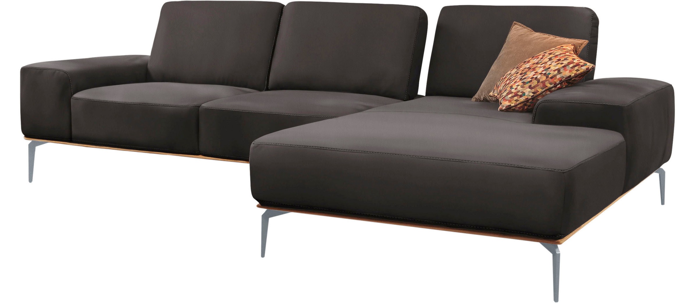 W.SCHILLIG Ecksofa »run, Designsofa mit tollem Sitzkomfort, bequem, L-Form«, mit elegantem Holzsockel, Füße in Silber matt, Breite 299 cm