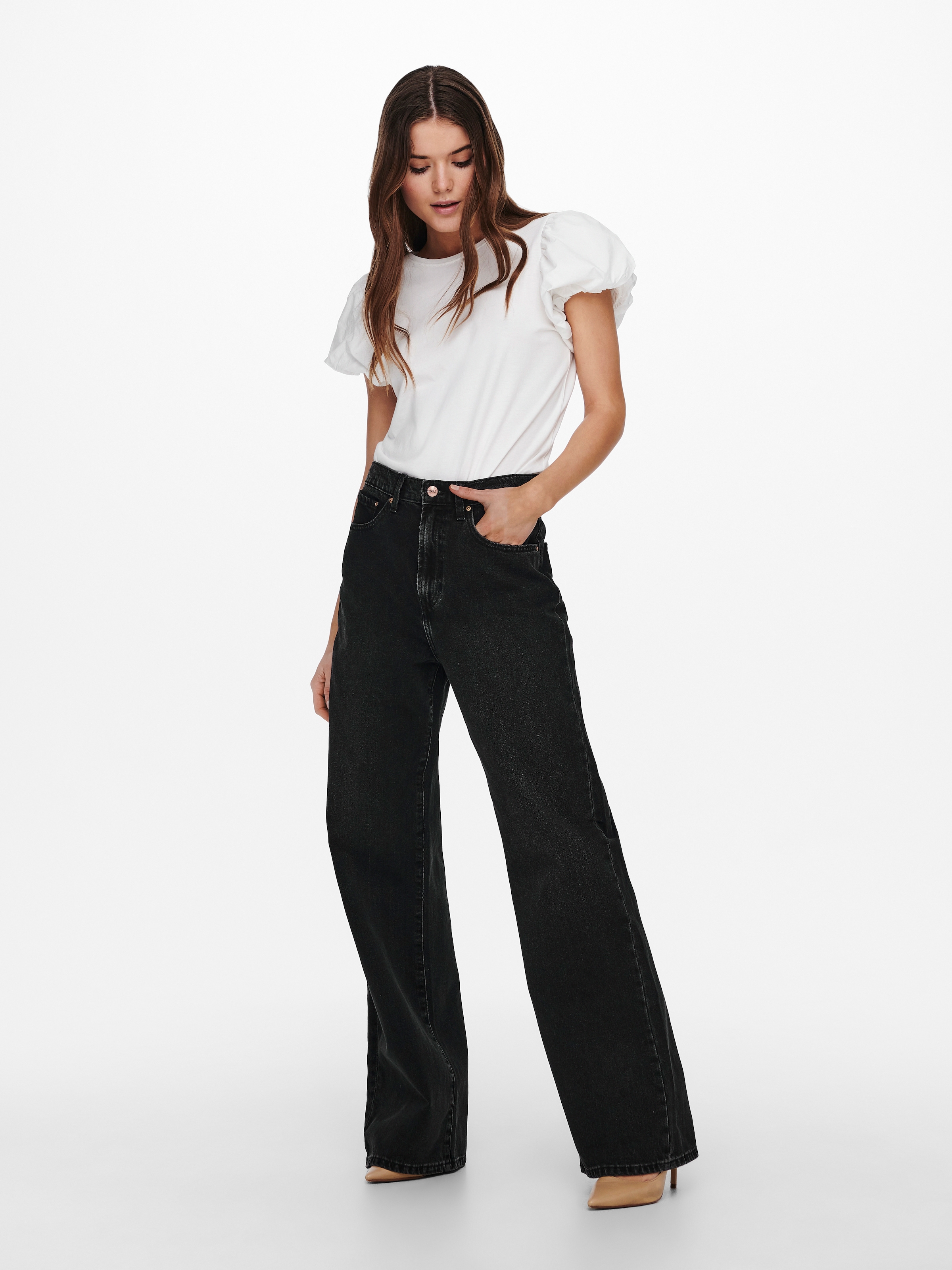 ONLY High-waist-Jeans »ONLHOPE HW WIDE DNM REA129 NOOS« Baumwolle