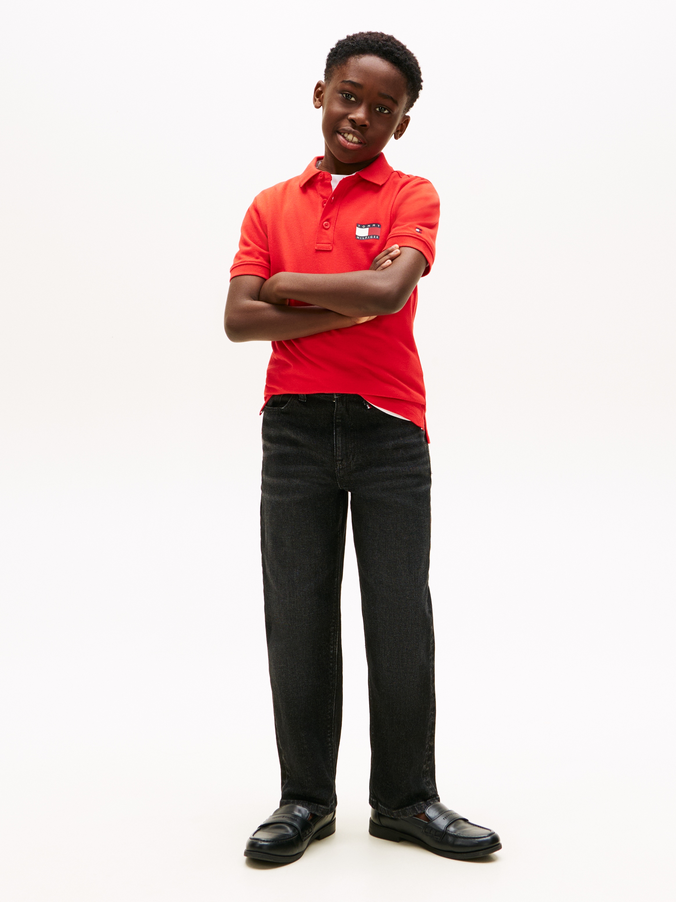 Tommy Hilfiger Poloshirt »WAVY FLAG POLO ITHICA PLACKET SHORT SLEEVE« Kinder bis 16 Jahre, Baumwoll-Piqué, regular fit