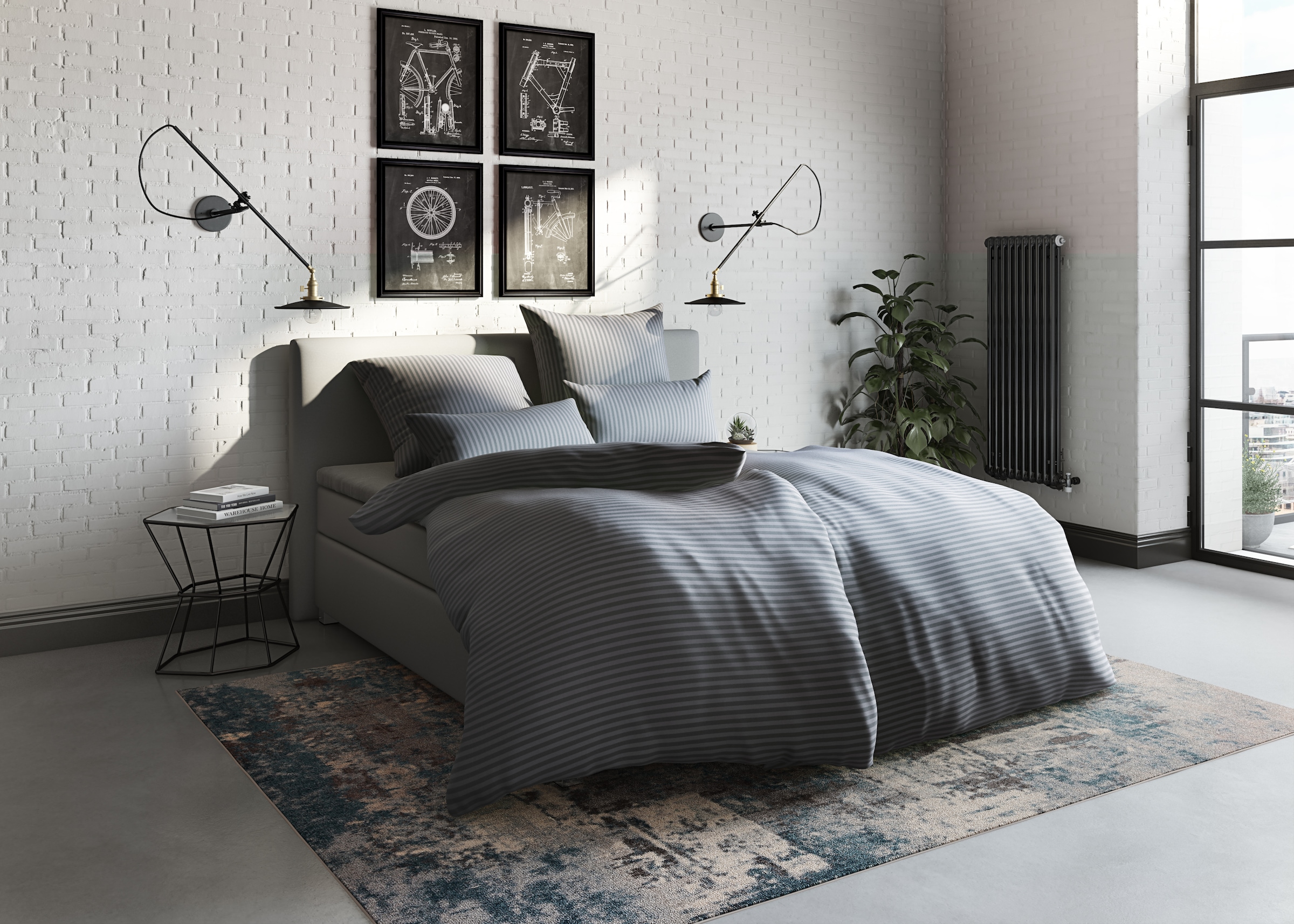Bruno Banani Bettwäsche »Jassen in Gr. 135x200 oder 155x220 cm«, (2 tlg.), moderne Bettwäsche aus Baumwolle, Bettwäsche mit Streifen-Design
