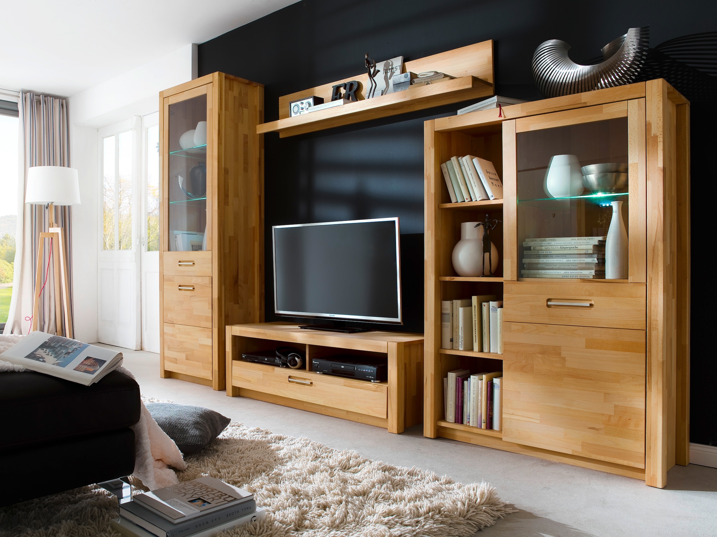 MCA living Lowboard »Fenja TV-Element, Kommode,TV-Möbel,Breite 125 cm«, (Set, 1 St., 1 Stück), Massivholz, 1 Schubkasten, 2 offene Fächer, maximale TV-Größe 50 Zoll