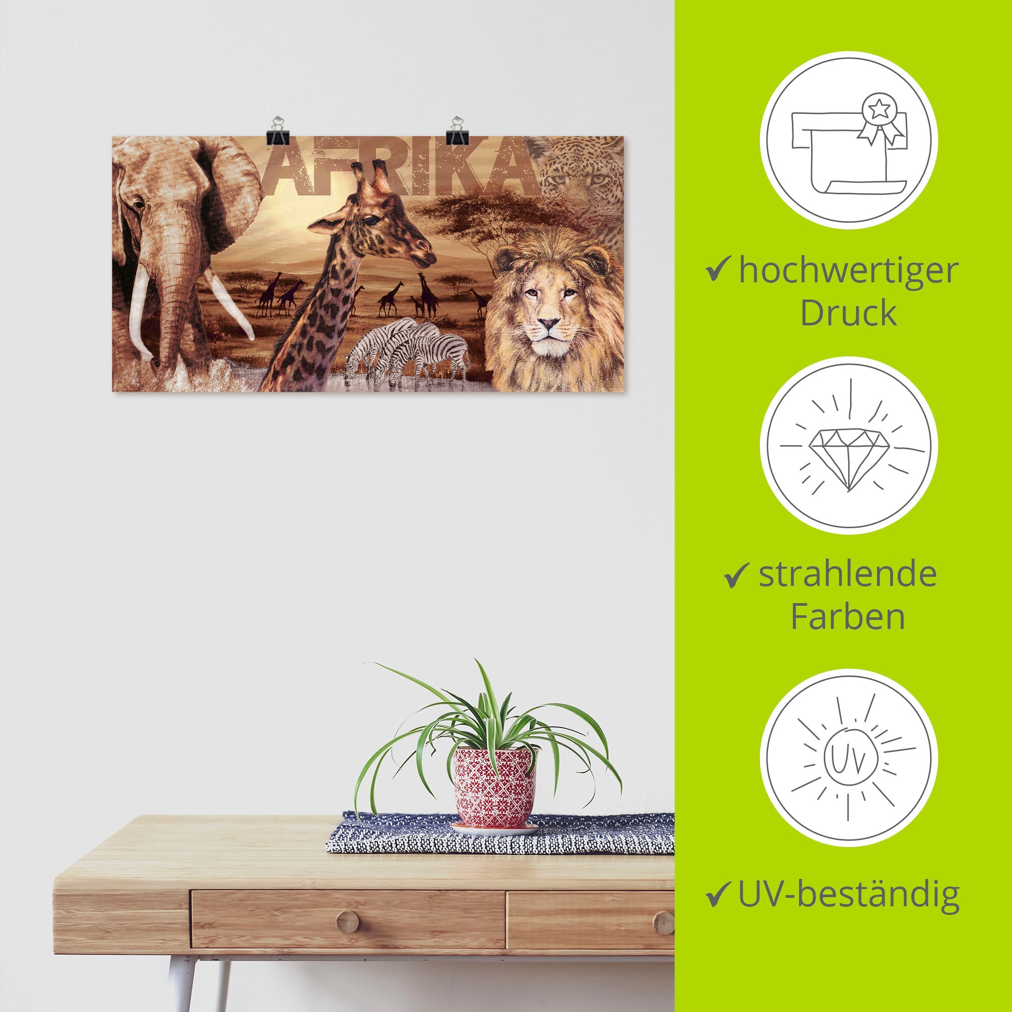 Artland Wandbild »Afrika«, Wildtiere, (1 St.), als Alubild, Outdoorbild, Leinwandbild, Poster, Wandaufkleber