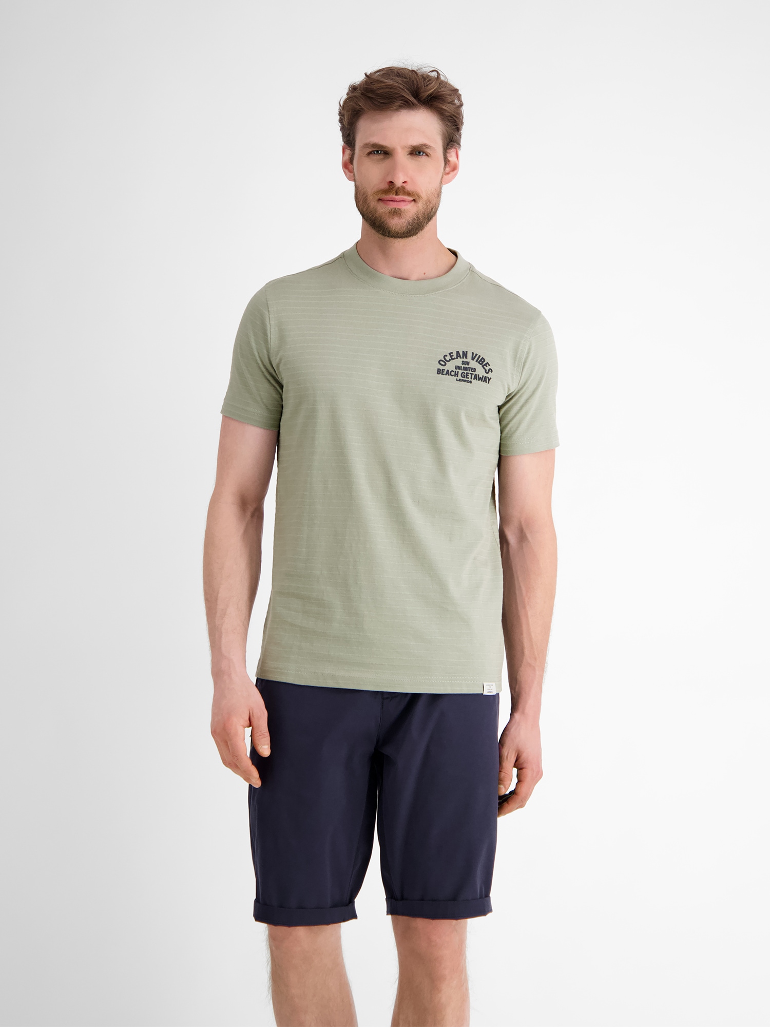 LERROS T-Shirt »LERROS Gestreiftes T-Shirt mit Front und Backprint«