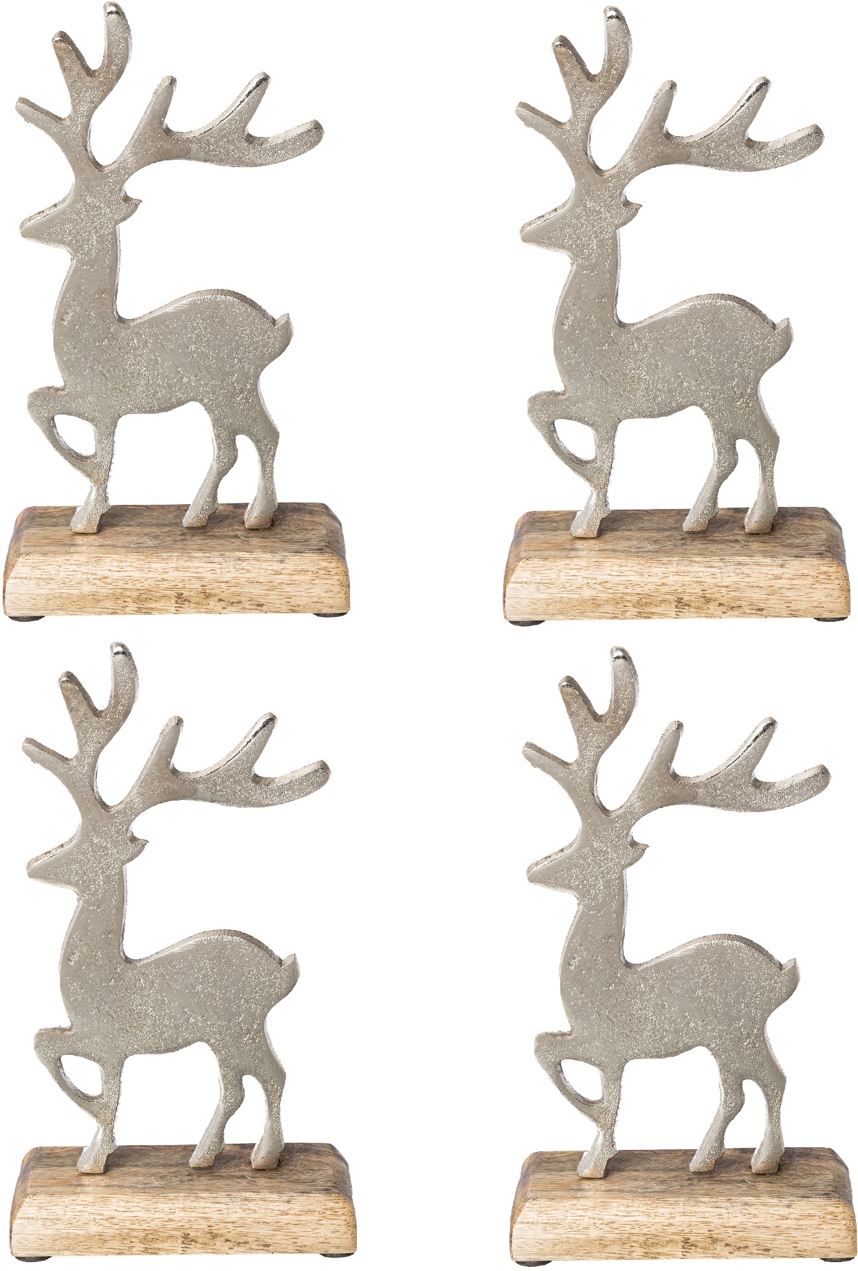Creativ home Weihnachtsfigur, (Set, 4 St.), Hirsch auf Holzbase, Höhe ca. 18 cm