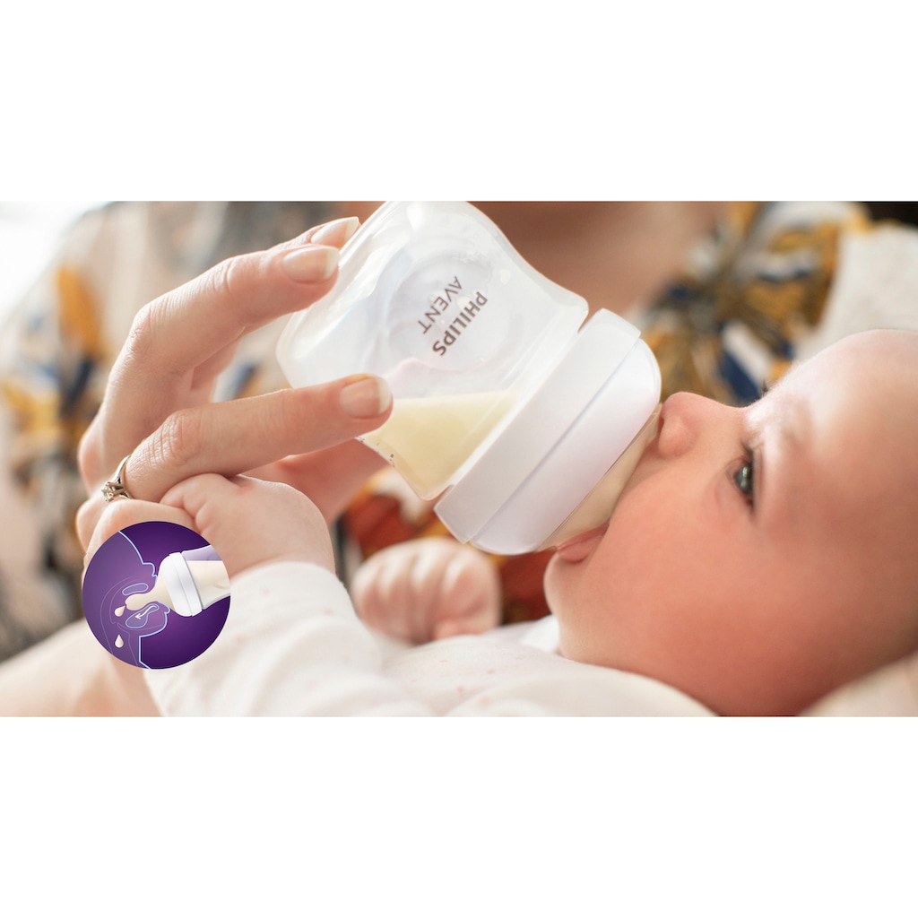 Philips AVENT Babyflasche »Natural Response Starter-Set für Neugeborene SCD838/11«, 4 Flaschen, ultra soft Schnuller und Flaschenbürste