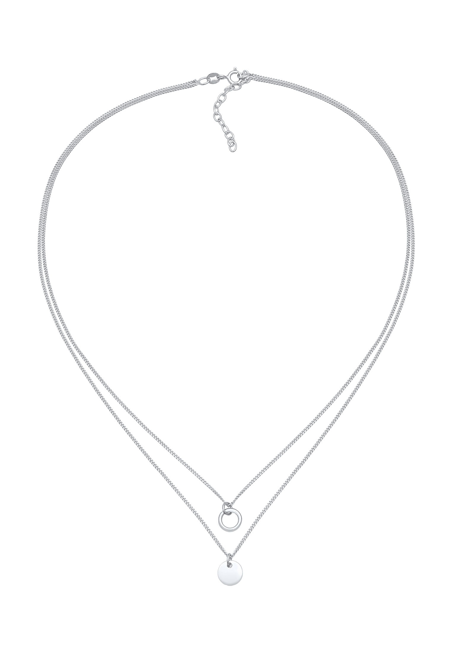 Elli Kette ohne Anhänger »Halskette Layering Kreise Plättchen Zweireihig 925 Silber«