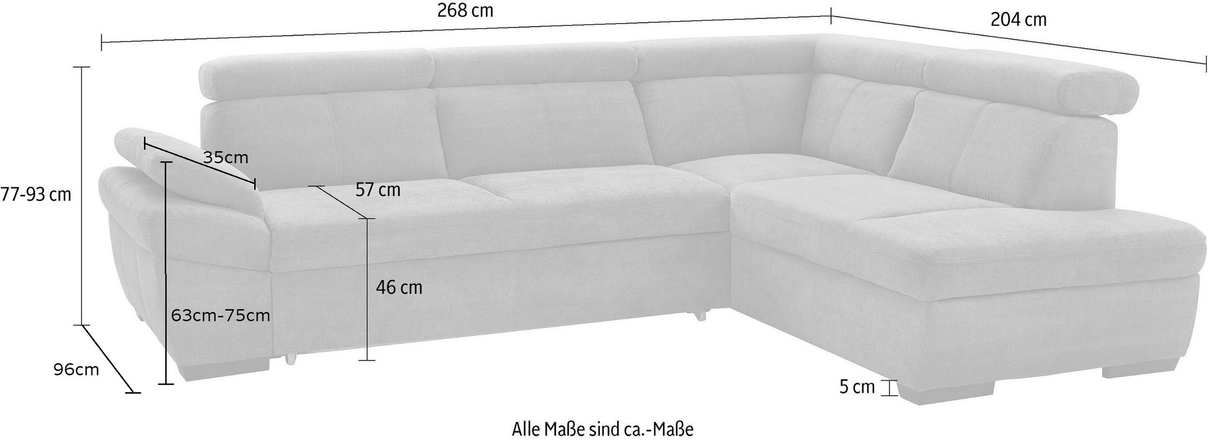 exxpo - sofa fashion Ecksofa »Salerno, L-Form«, inkl. Kopf- und Armteilverstellung, wahlweise mit Bettfunktion