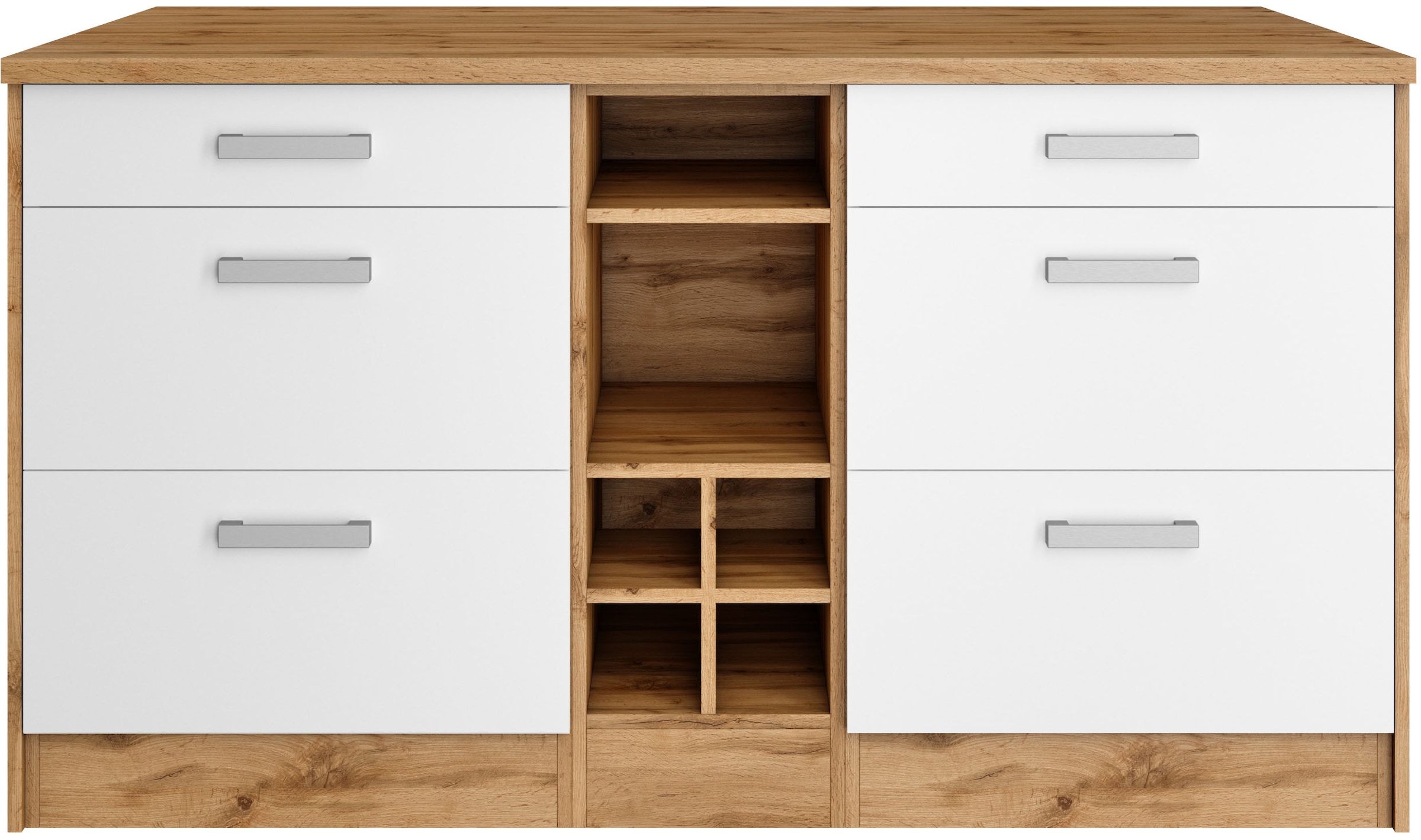 KOCHSTATION Kücheninsel »KS-Toronto«, Breite 153 cm, MDF-Fronten, Flaschenregal