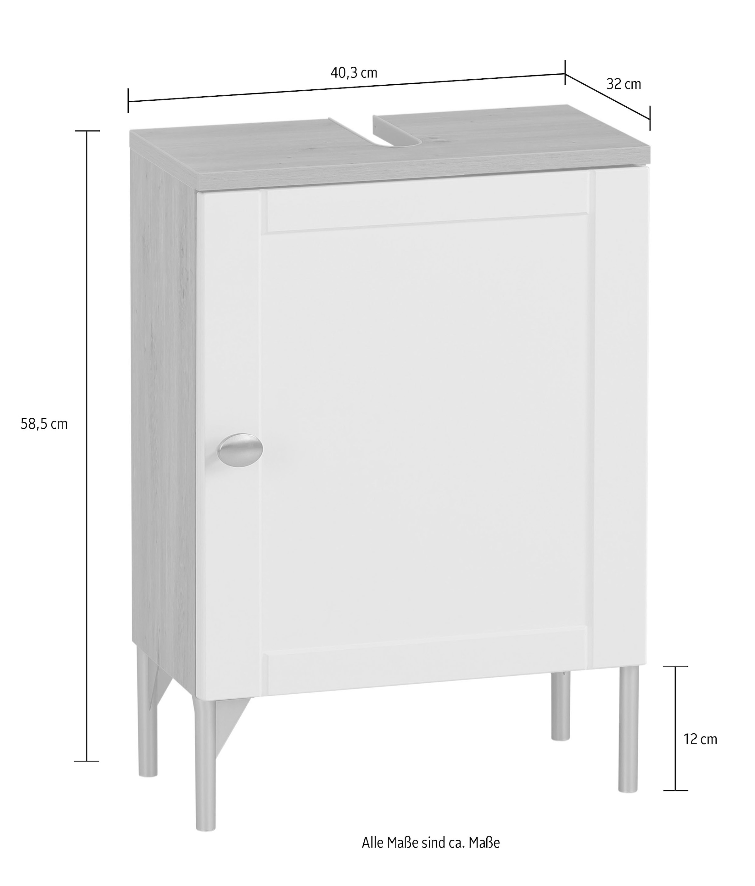 Schildmeyer Waschbeckenunterschrank »Jesper Breite 40,3 cm«, Tür in Landhausoptik, Griff und Beschläge aus Metall