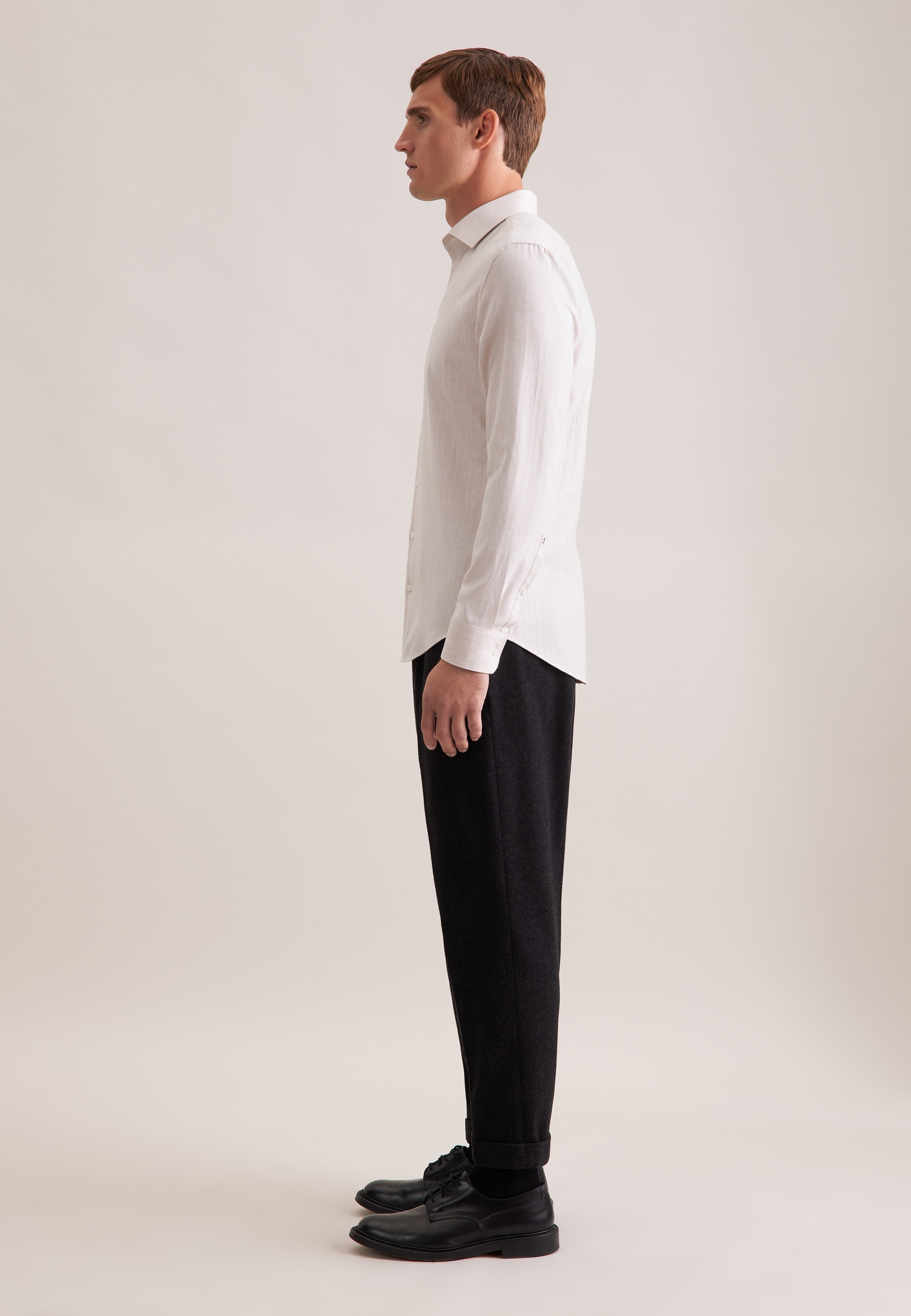 seidensticker Flanellhemd »Schwarze Rose« Slim 1/1 Kentkragen Fischgrat