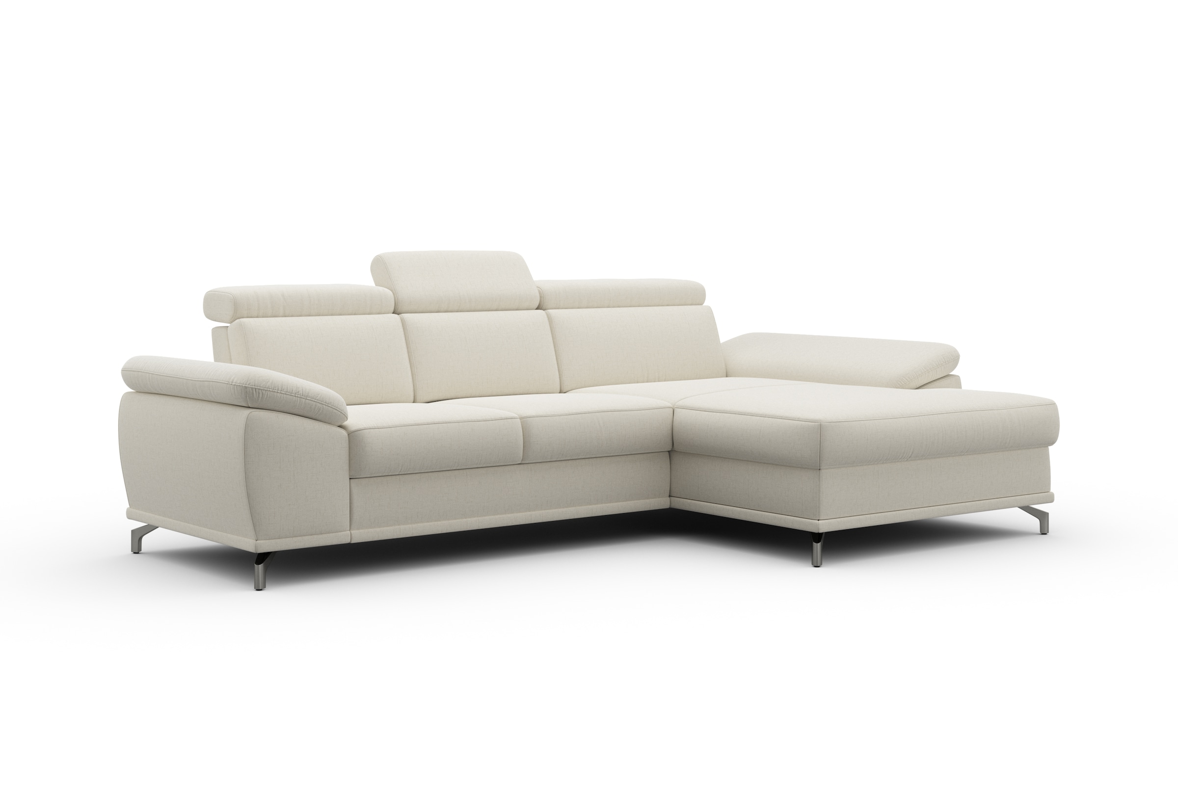 sit&more Ecksofa »Cabrio L-Form, B: 295 cm, mit Sitztiefen-, Arm- & Kopfteilverstellung«, 2 Nierenkissen, Federkern, optional Bettfunktion und Stauraum