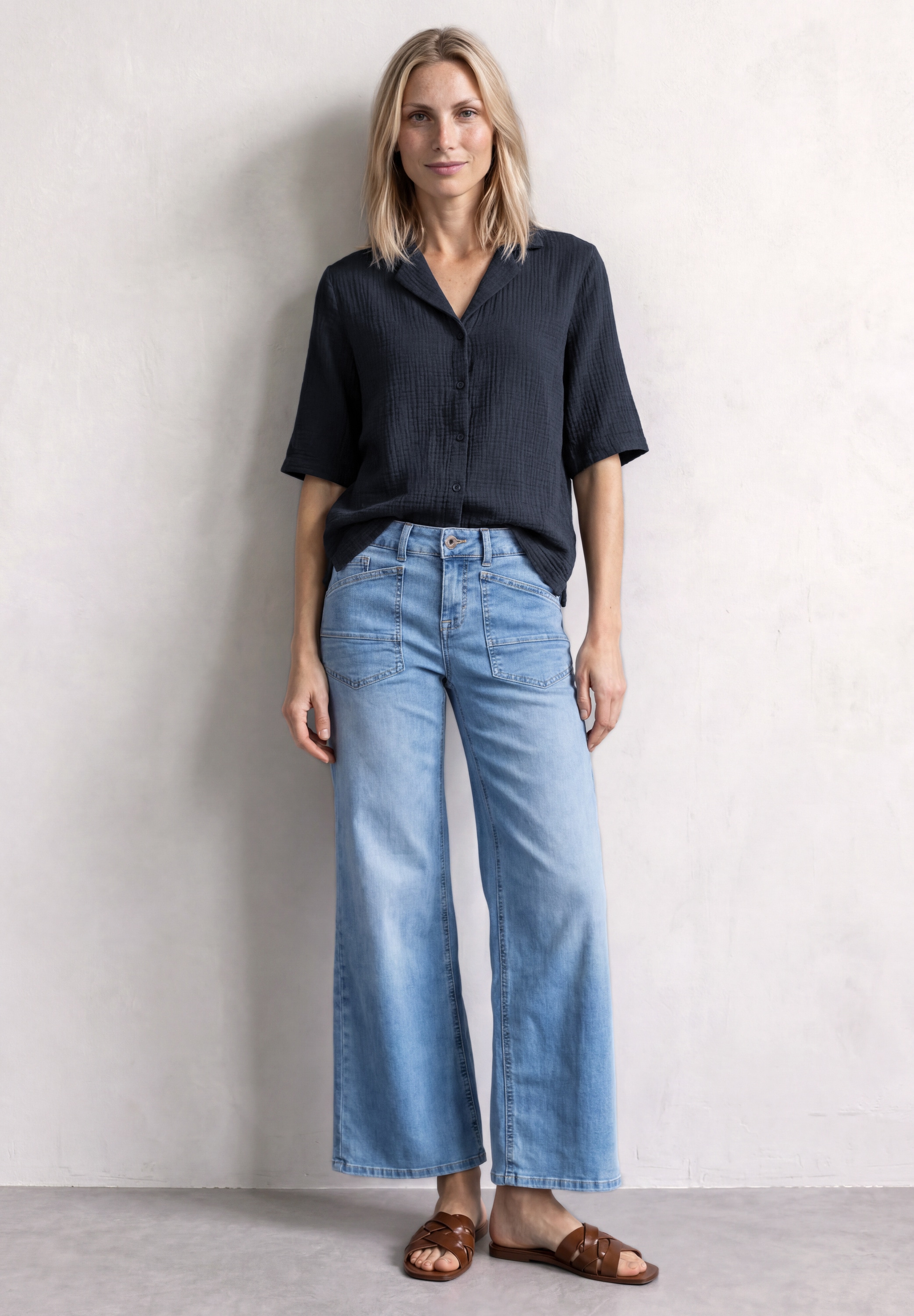 STREET ONE Hemdbluse Sommerbluse, hochwertiger Musselin aus Baumwolle