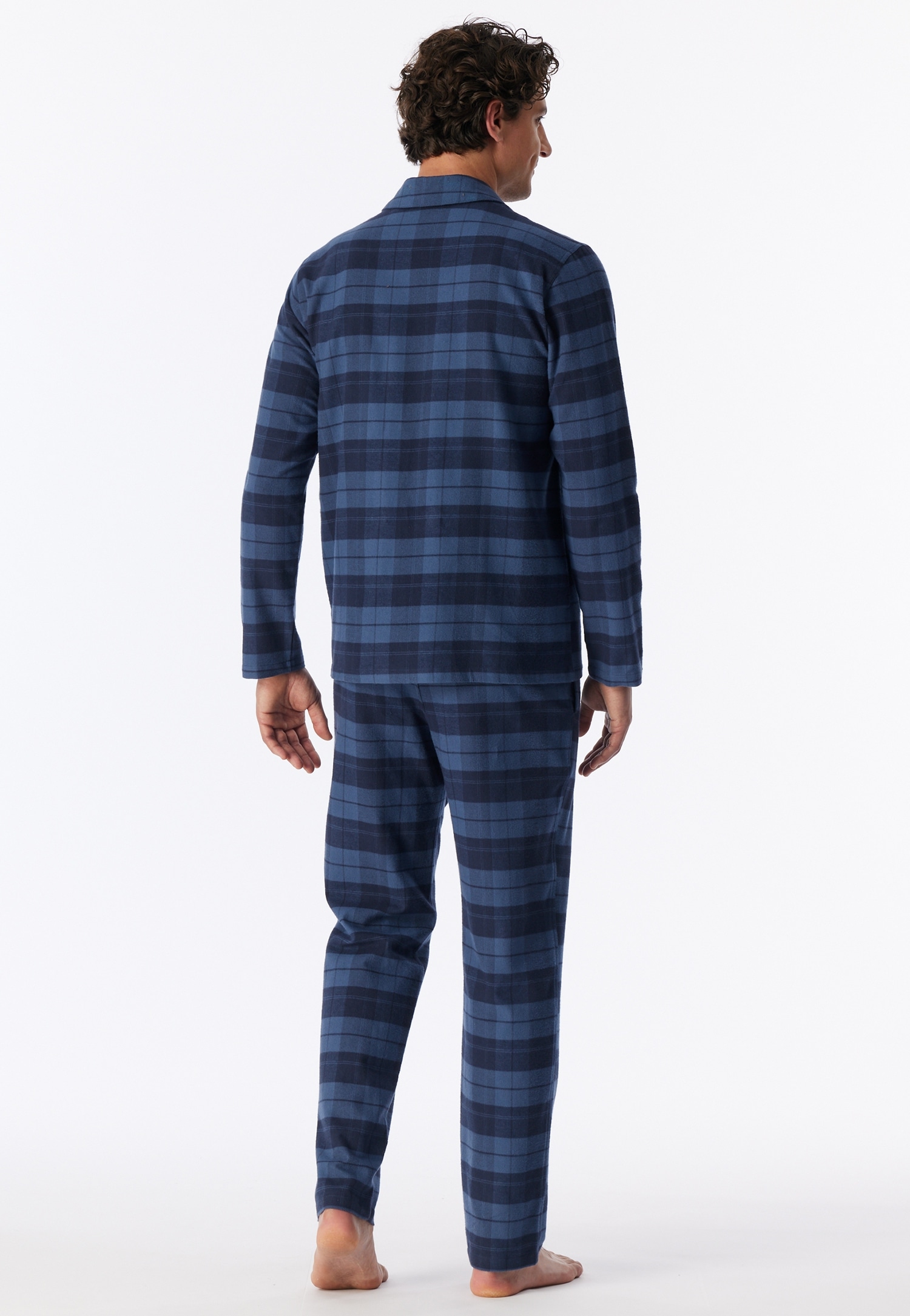 Schiesser Pyjama »Selected Premium Warming« 2 mit klassichem Kragen und durchgehender Knopfleiste