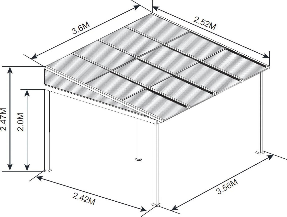KONIFERA Anbaupavillon »Bilbao, Terrassenüberdachung« verschiedene Maße, ohne Seitenteile