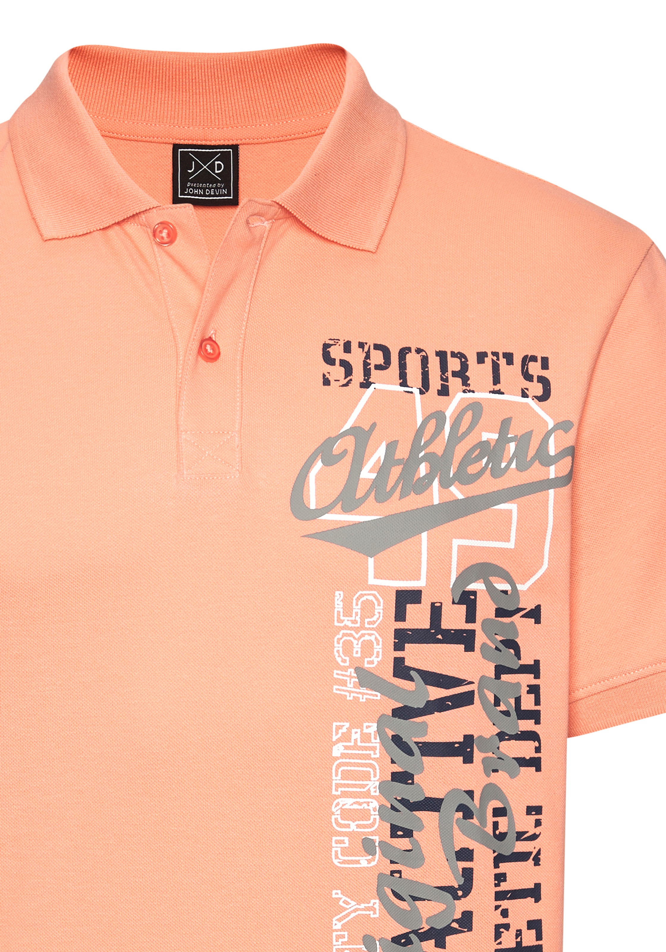 John Devin Poloshirt mit großem Druck vorn aus Baumwoll-Piqué
