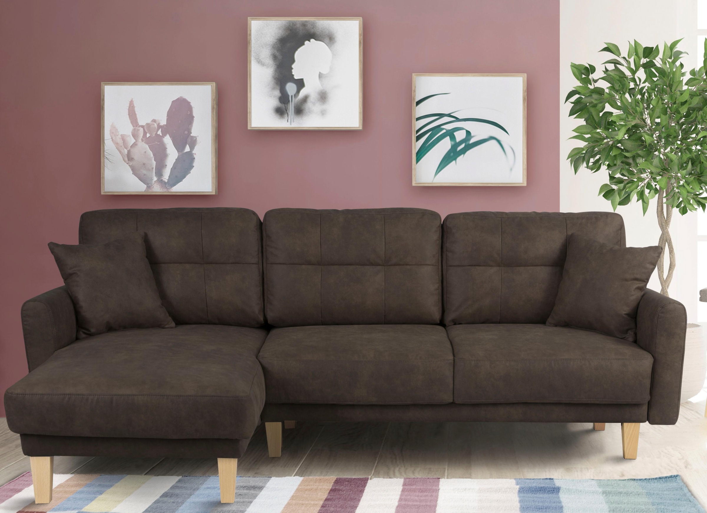 Home affaire Ecksofa »TRIPLO optionale Schlafsofa mit Bettkasten, Maße B/T/H: 234/164/89 cm« L-Form wahlweise mit Bettfunktion - Liegefläche 132x210 cm