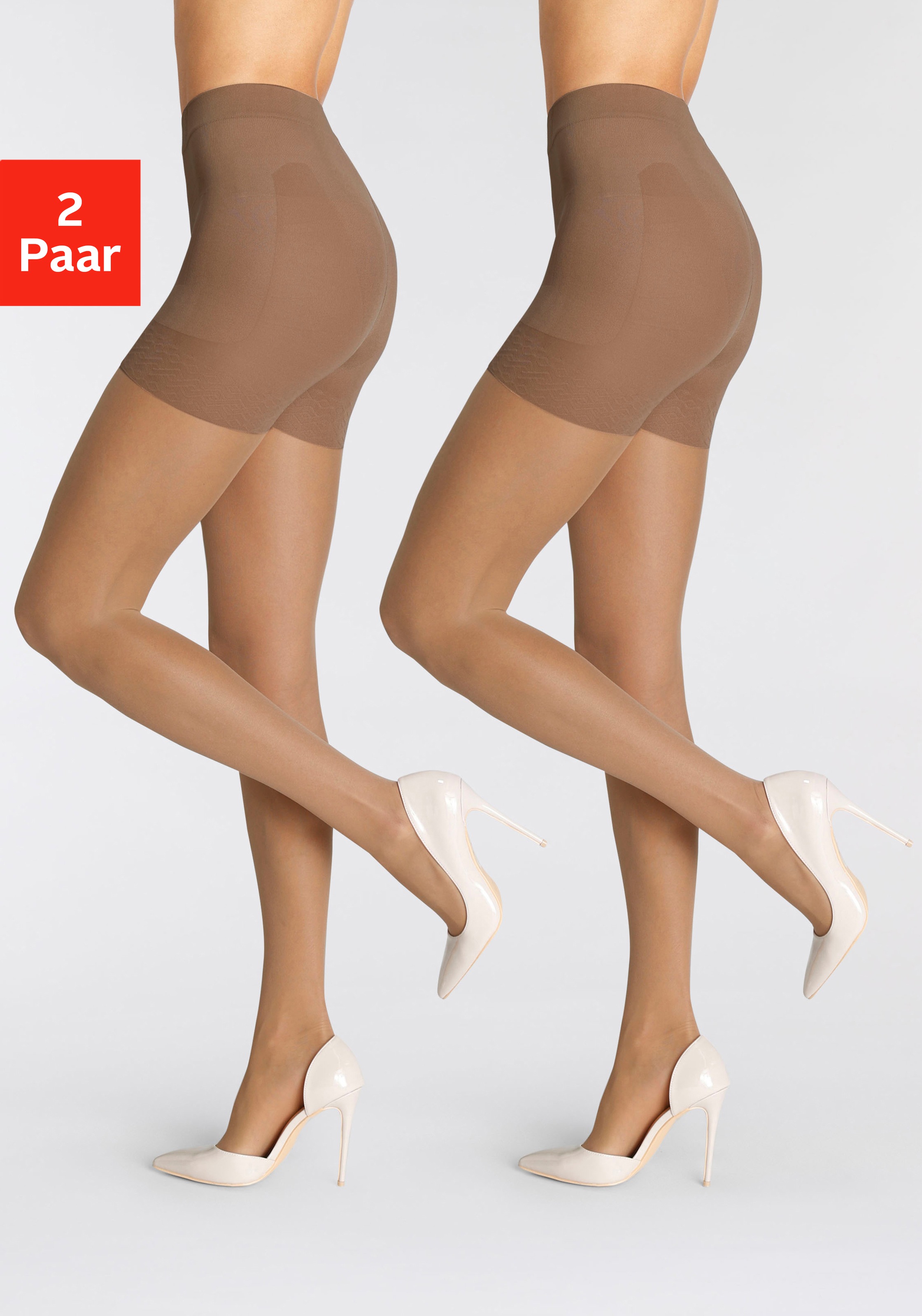 LASCANA Feinstrumpfhose, 30 DEN, (2 St.), mit Shaping- und Kompressionseinsätzen