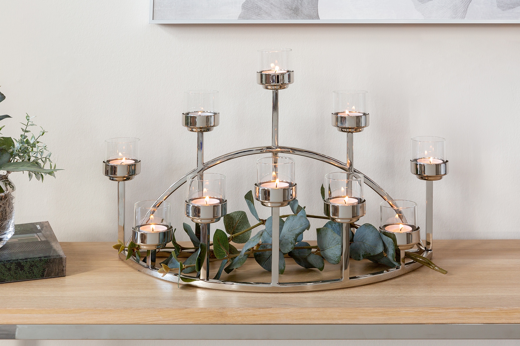 Fink Kerzenleuchter »DOMIAN«, (1 St.), Teelichthalter, 10-flammig, vernickelt