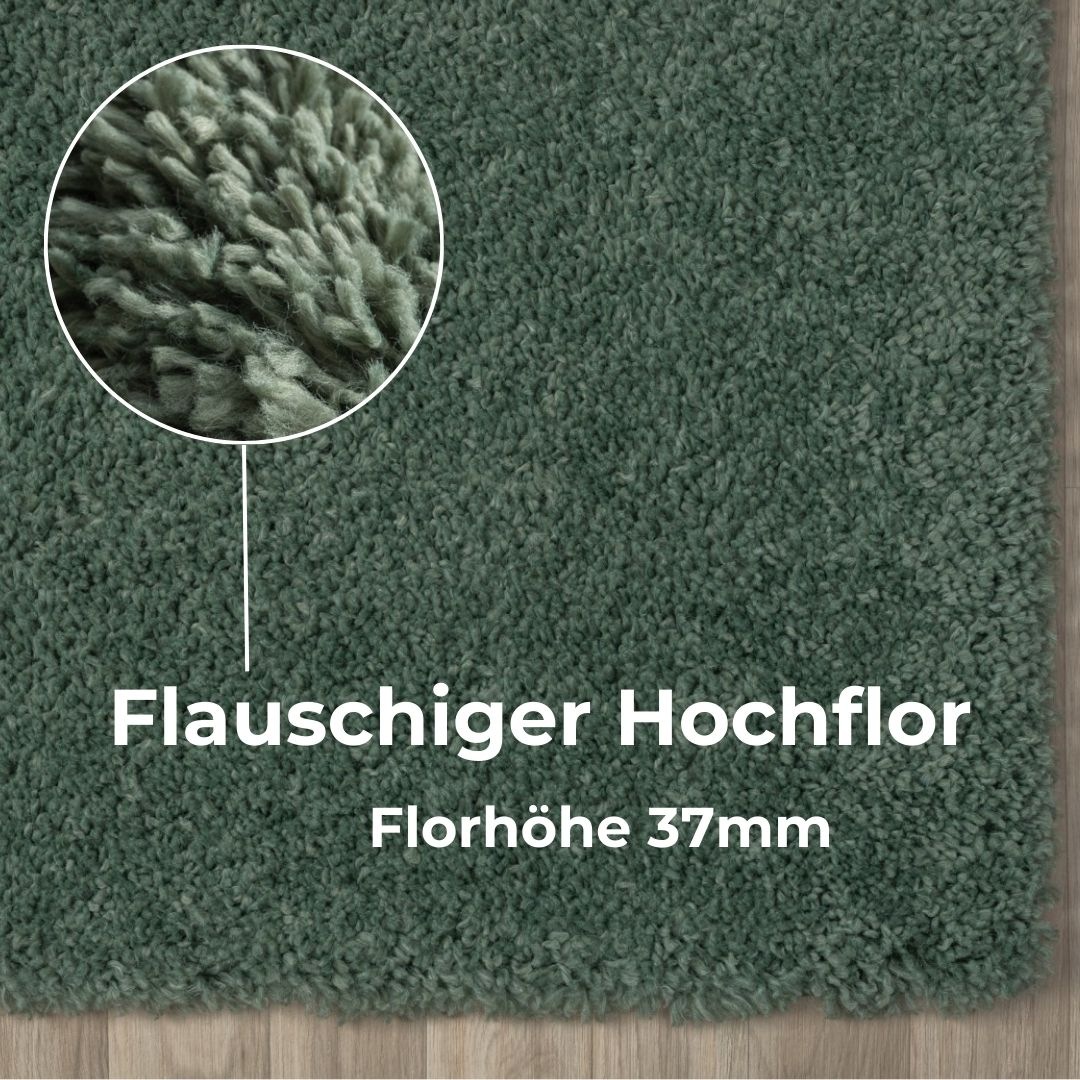my home Hochflor-Teppich »Banji«, rechteckig, 37 mm Höhe, Uni Farben, weich und flauschig, auch als Läufer & in rund erhältlich