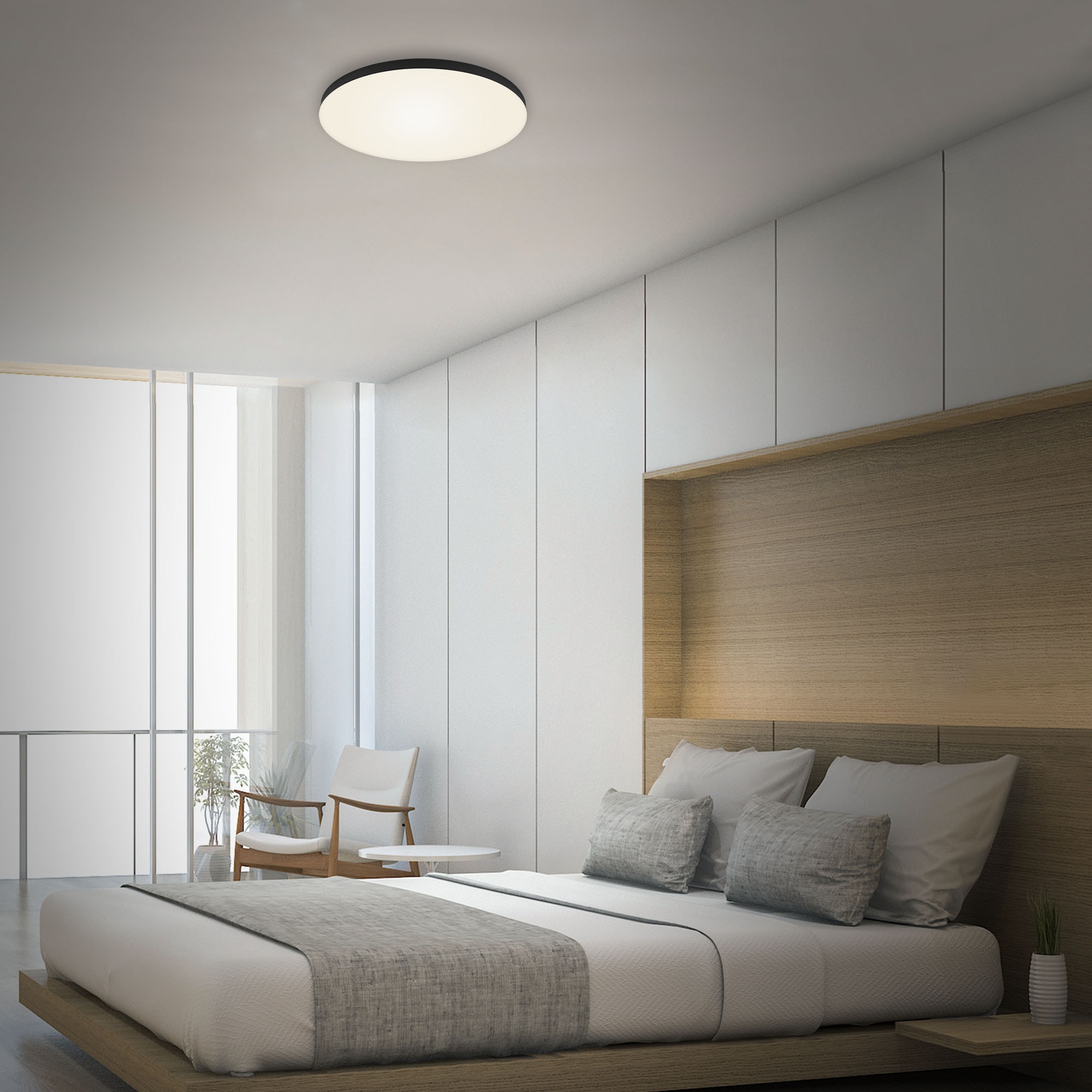 Briloner Leuchten Deckenleuchte »LED Aufbauleuchte Flame«, Leuchtmittel LED-Modul | LED fest integriert, Deckenlampe, 38,7x3,6cm, 24,5W, Wohnzimmer, Schlafzimmer, Küche