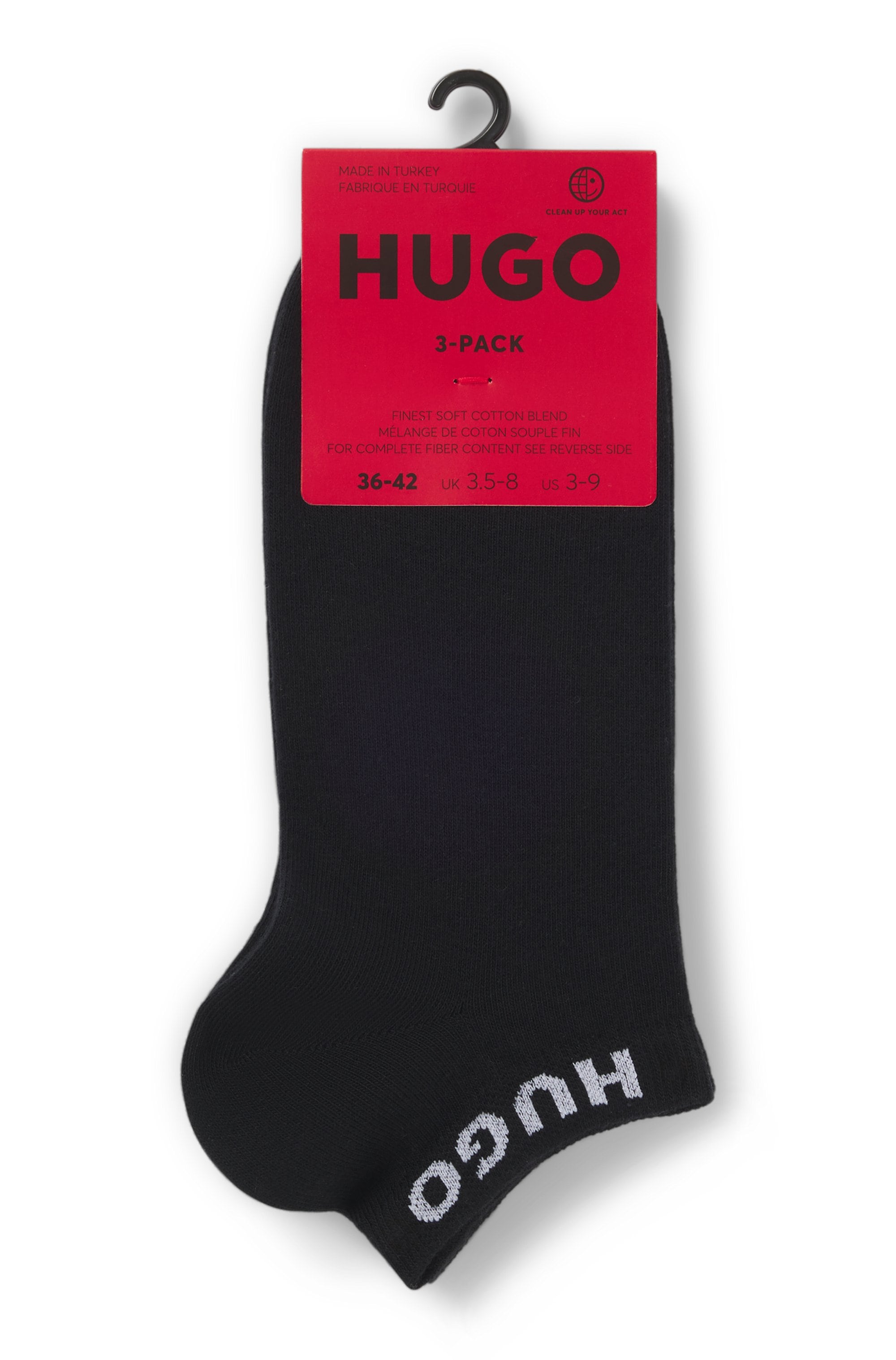 HUGO Underwear Socken »3P AS UNI CC W«, (Packung, 3 Paar, 3er), mit kontrastfarbenen Logoschriftzug