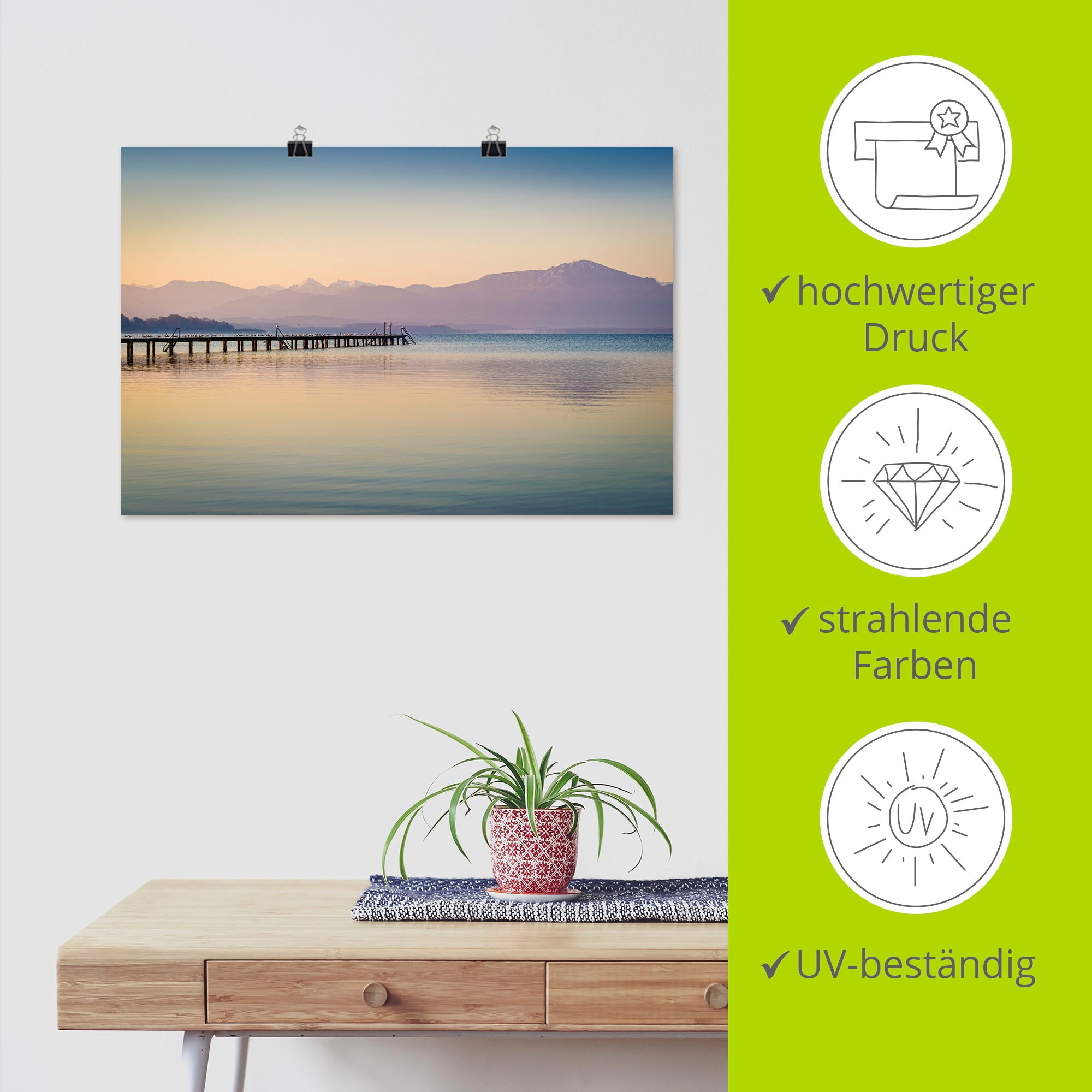 Artland Wandbild »Morgen am Chiemsee«, Seebilder, (1 St.), als Alubild, Outdoorbild, Leinwandbild, Poster in verschied. Größen
