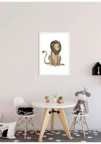Poster »Cute Animal Lion«, Tiere, (1 St.), Kinderzimmer, Schlafzimmer, Wohnzimmer