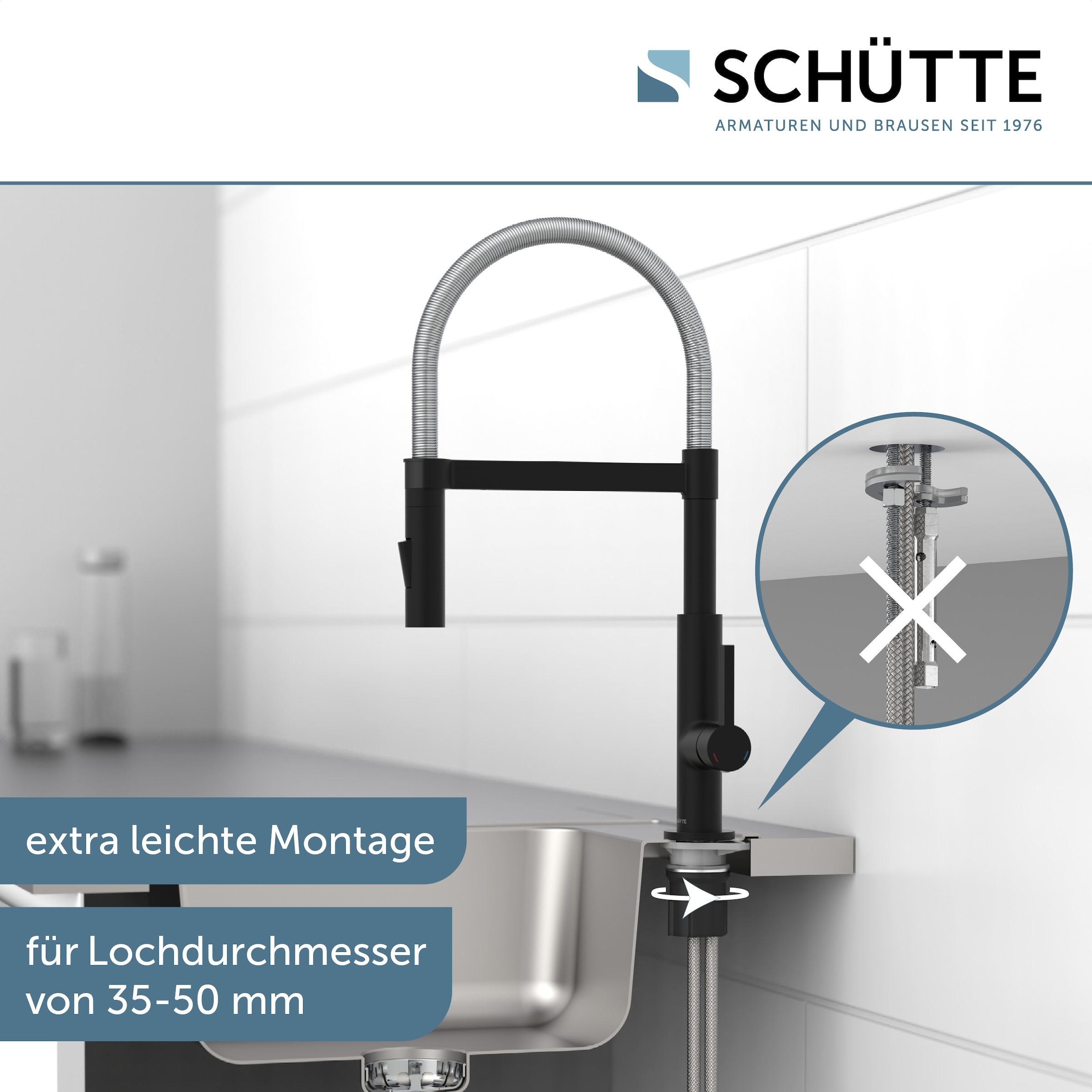 Schütte Spültischarmatur »MIAMI« energiesparende Cold-Start-Funkt., 360° schwenkbar, 2-fach verstellbar