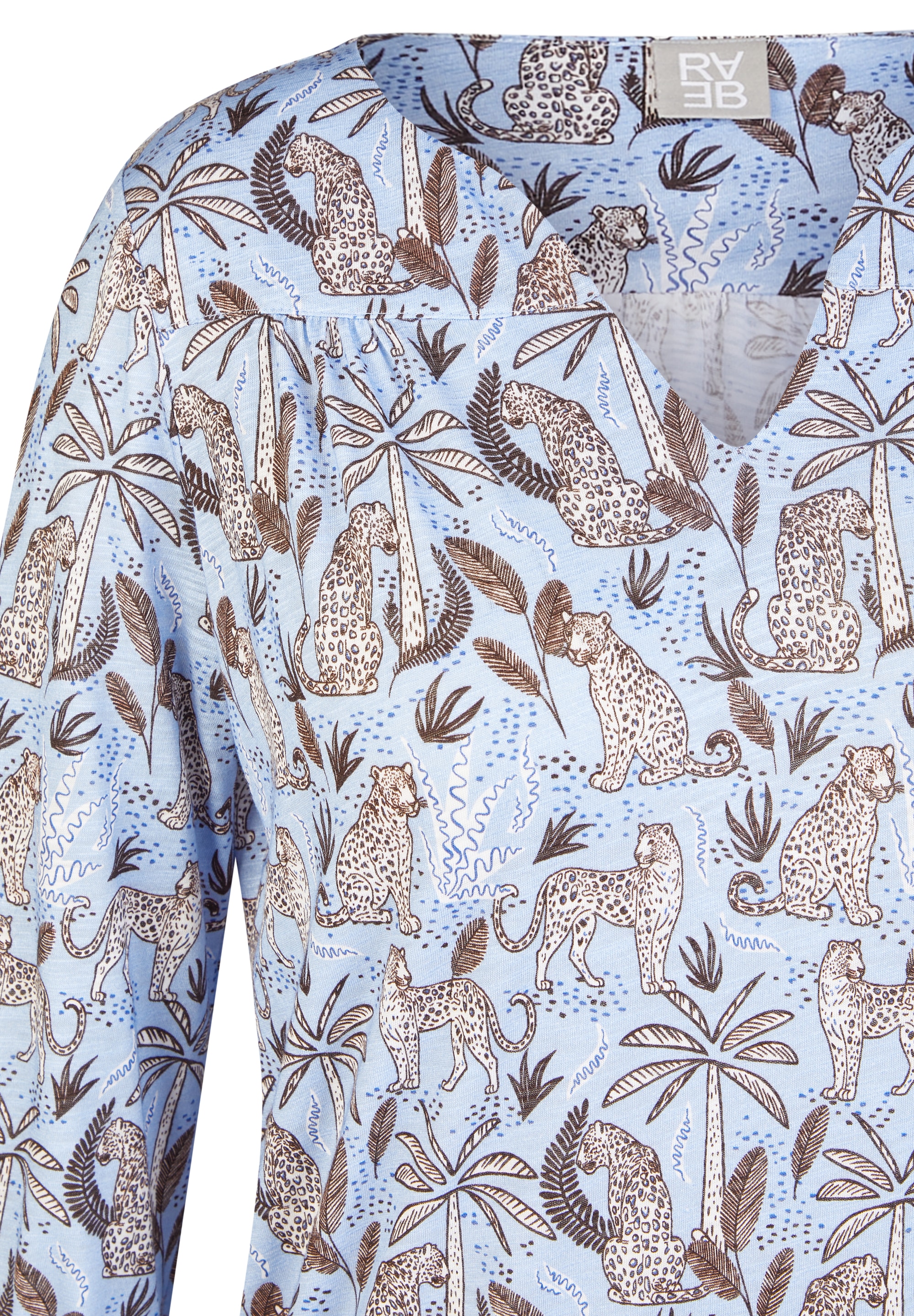 Rabe V-Shirt mit grafischem Muster und 3/4 -Arm