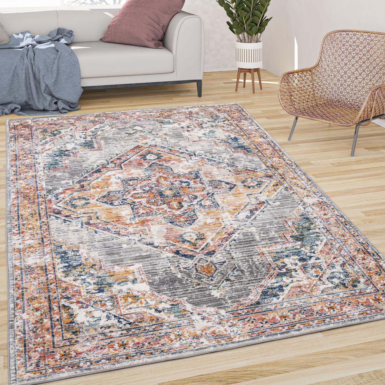 Paco Home Teppich »Herbete 735«, rechteckig, 8 mm Höhe, Kurzflor, Orient-Optik, Vintage Design, Wohnzimmer