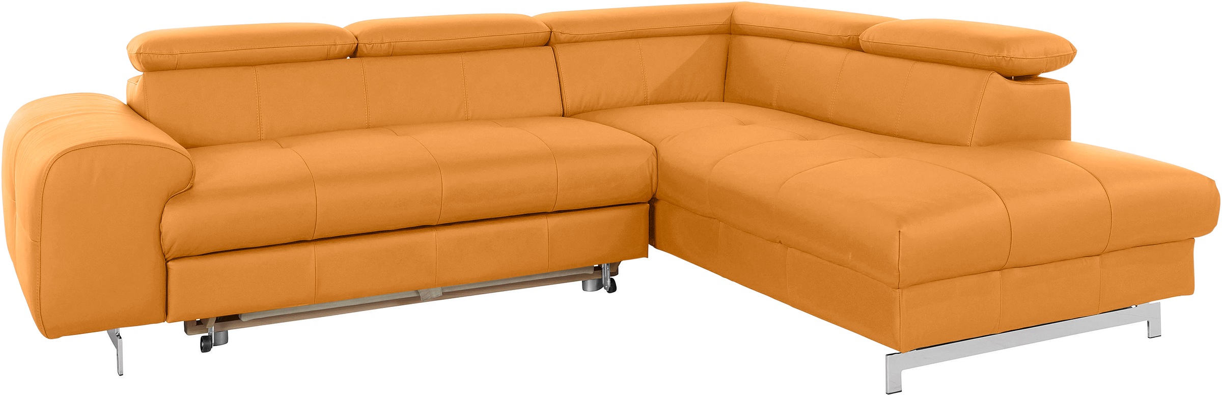 COTTA Ecksofa »Chef L-Form«, mit Kopfteilverstellung, edle Metallkufen, wahlweise mit Bettfunktion