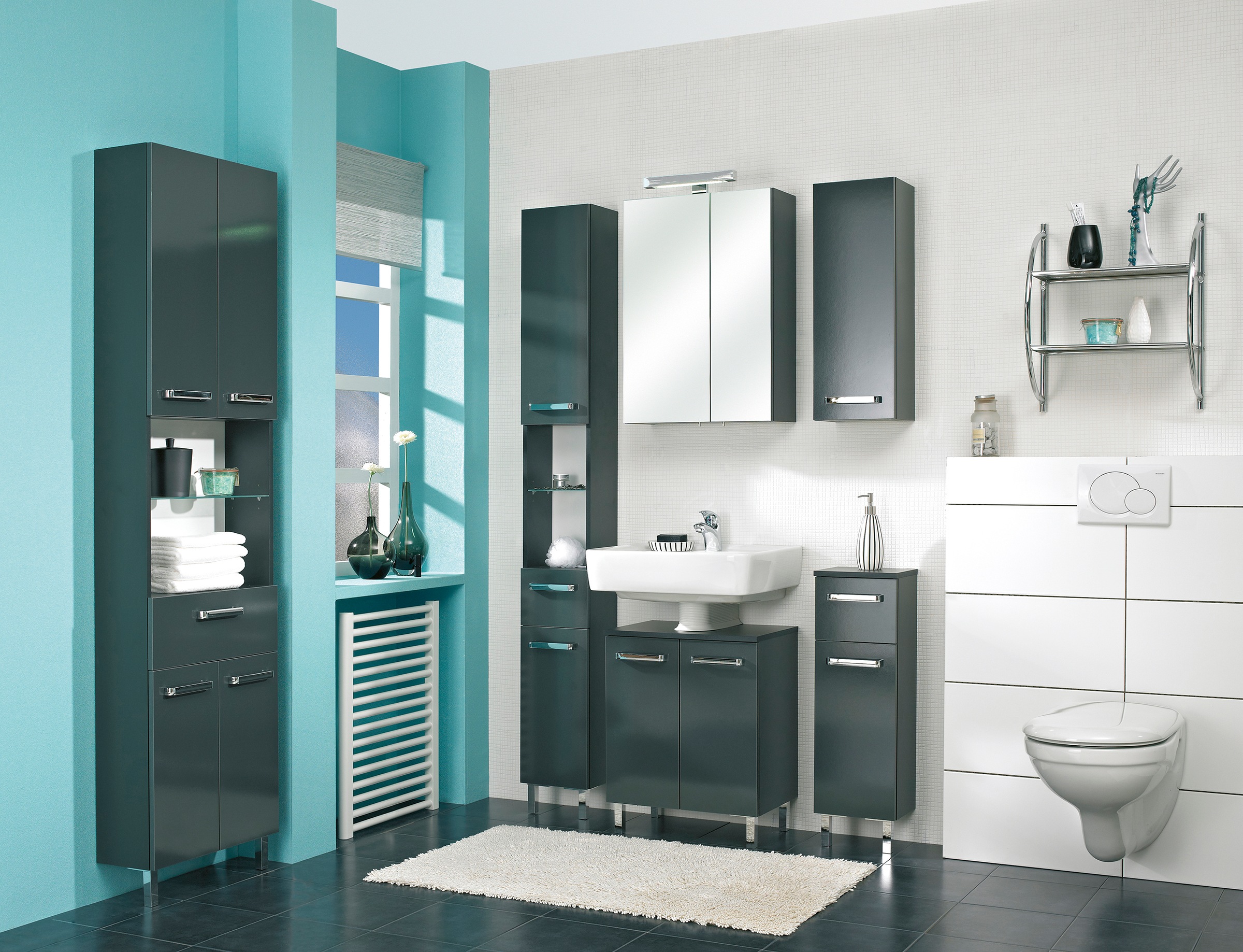 Saphir Badmöbel-Set »Quickset 311 6-teilig, Waschbeckenunterschrank und LED-Spiegelschrank«, (Set, 6 St.), inkl. Türdämpfer, Badezimmer-Set ohne Waschbecken, Badezimmer Schrank