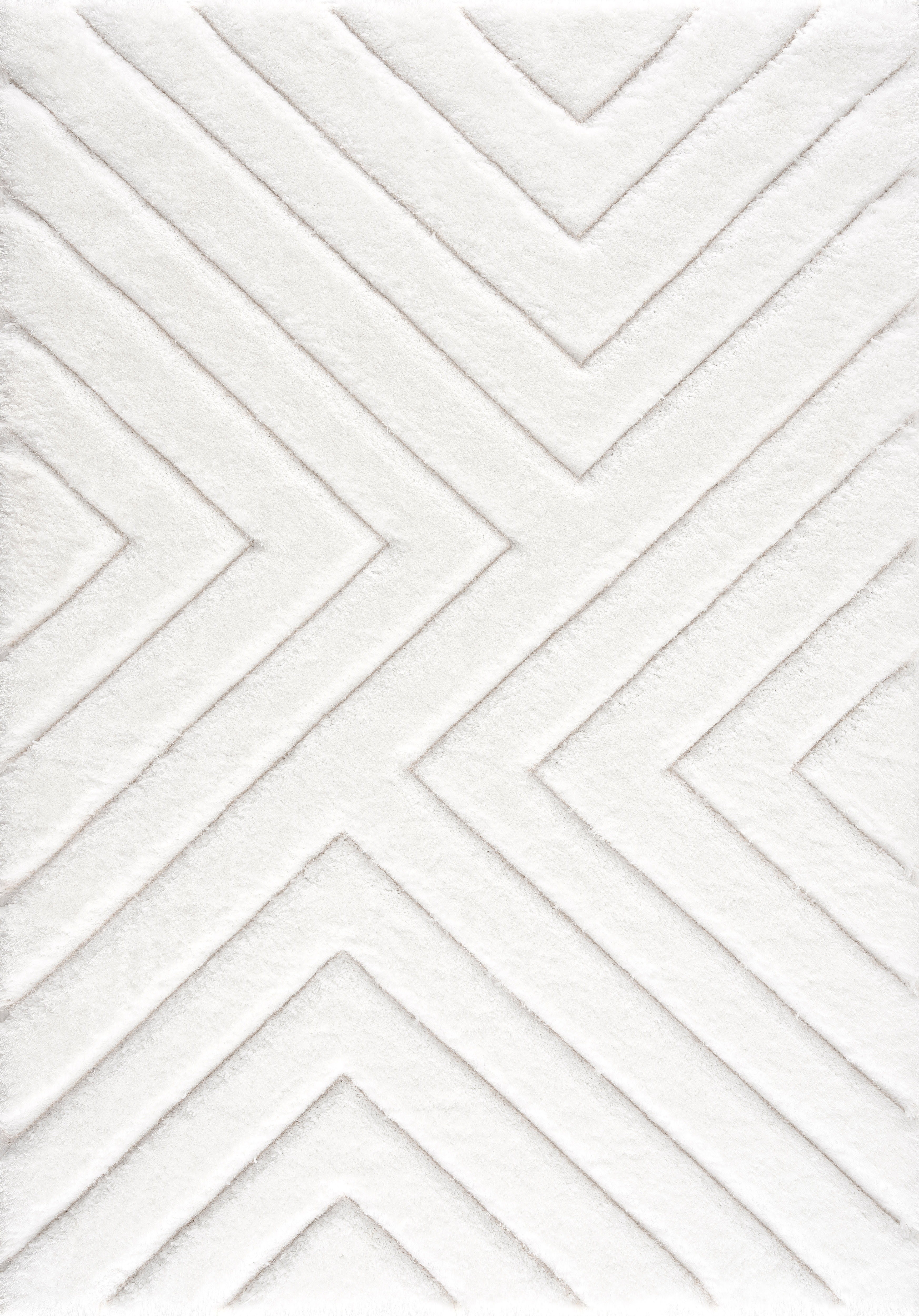 My Home Hochflor-Teppich »Fiori« rechteckig 43 mm Höhe mit handgearbeitetem Konturenschnitt, Hochflor, Hoch-Tief-Effekt in weiß