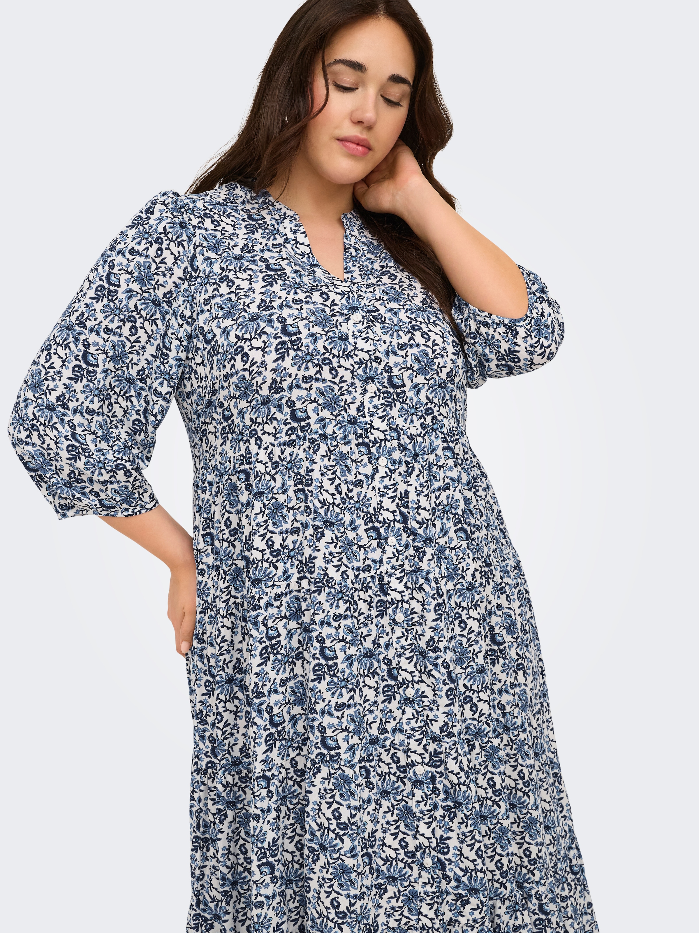 ONLY CARMAKOMA Tunikakleid »CARMILANA 3/4 DRESS WVN NOOS« Sommerkleid