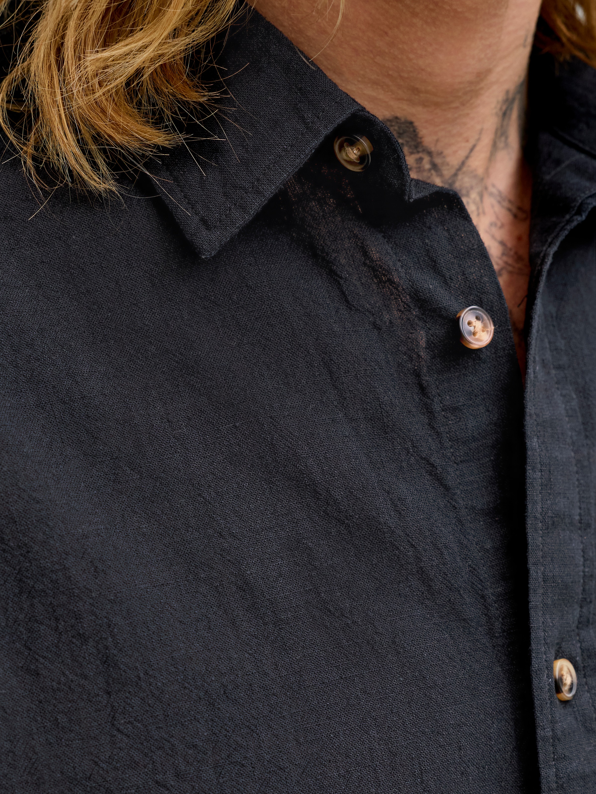 Jack & Jones Kurzarmhemd »JJESUMMER LINEN BLEND SHIRT S/S SN« Baumwolle mit Leinen, regular fit