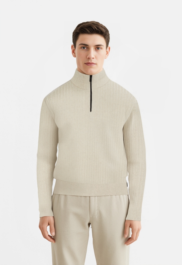 BOSS ORANGE Strickpullover »Kwinter« Troyer-Kragen, Rippstrick, relaxed fit