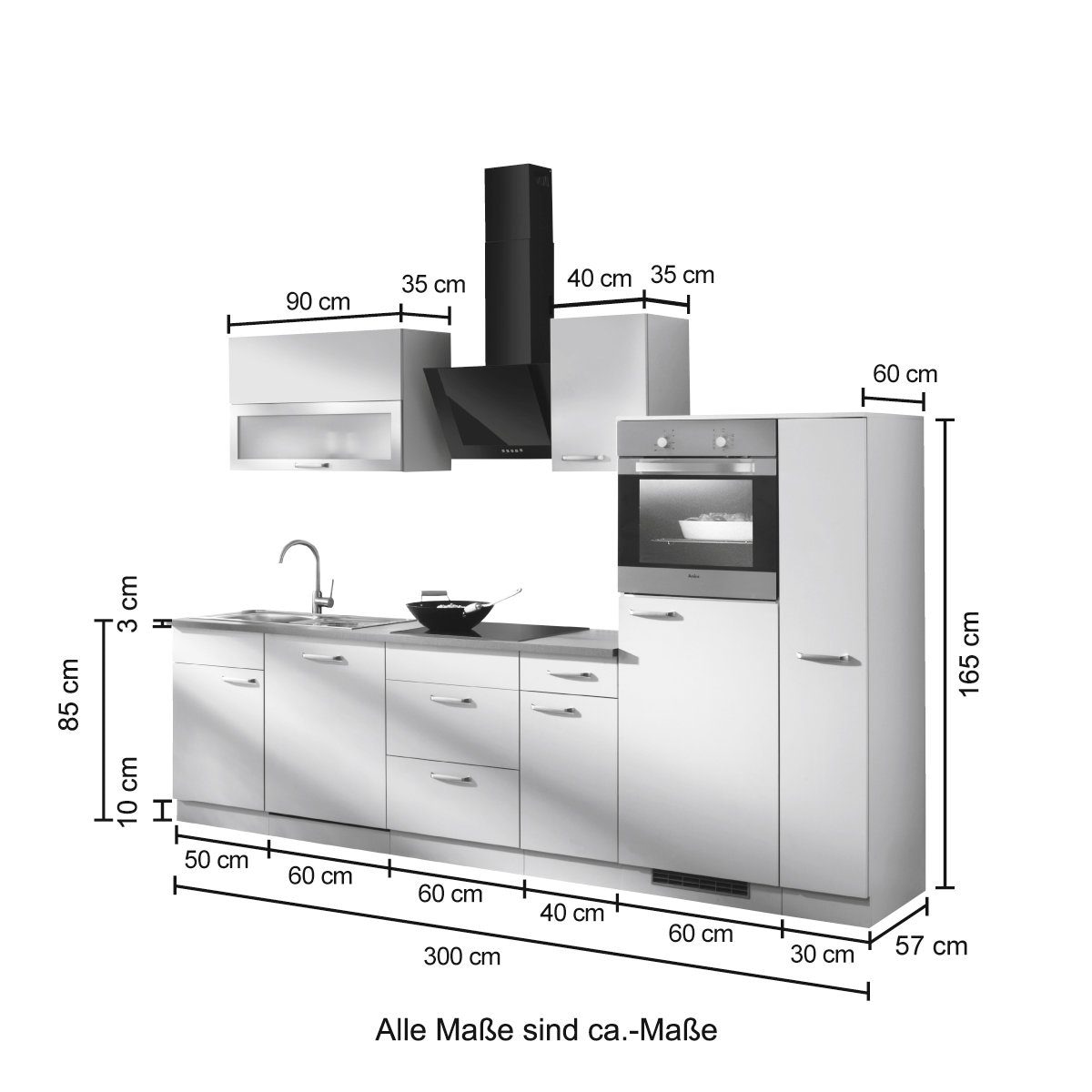 wiho Küchen Küchenzeile »Michigan«, mit E-Geräten, Gesamtbreite 300 cm  bestellen im OTTO Online Shop